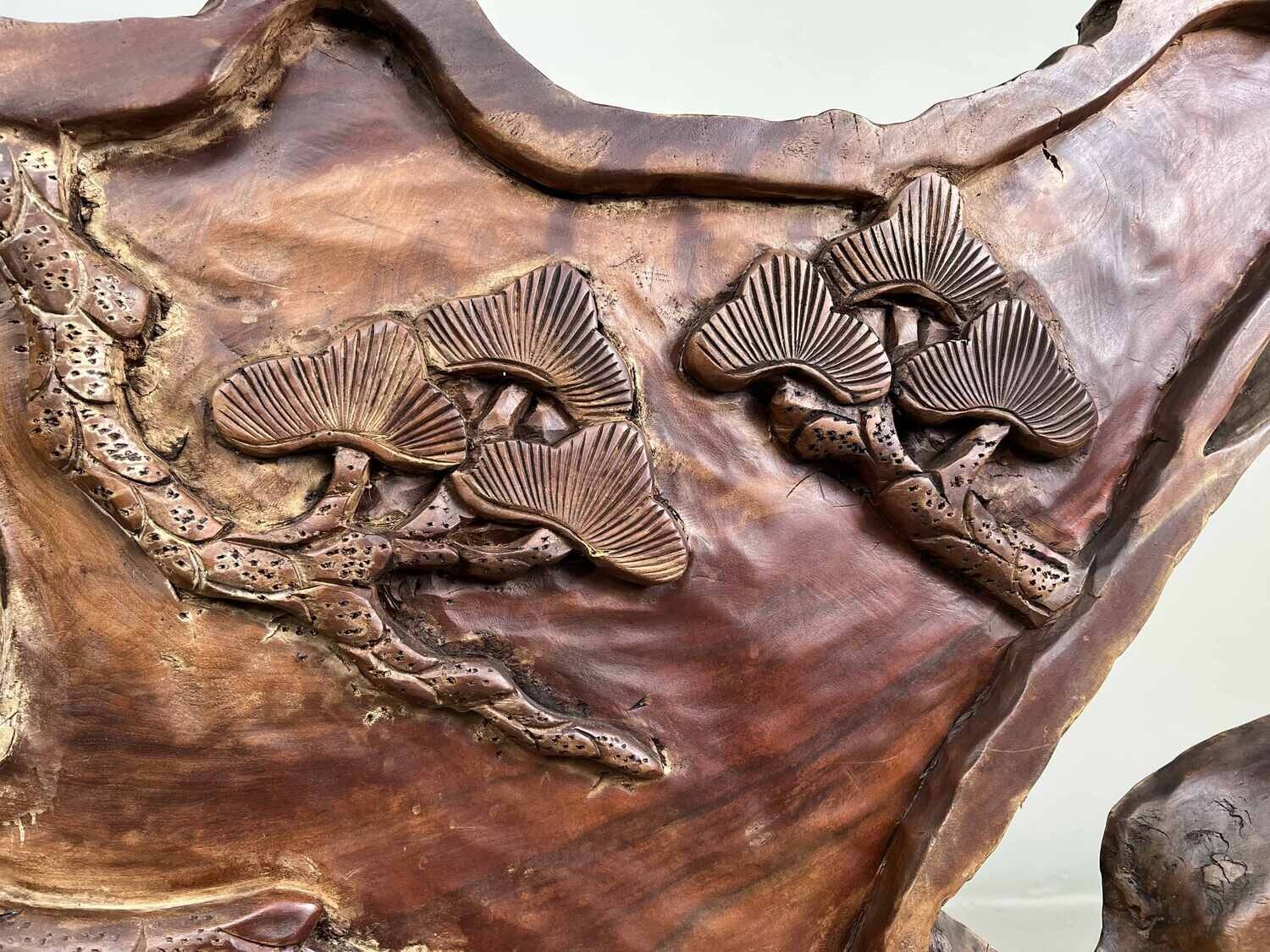 Tsuitate - Houtsnijwerk - Wortelhout - Adelaar in boom - Japan - Meiji periode