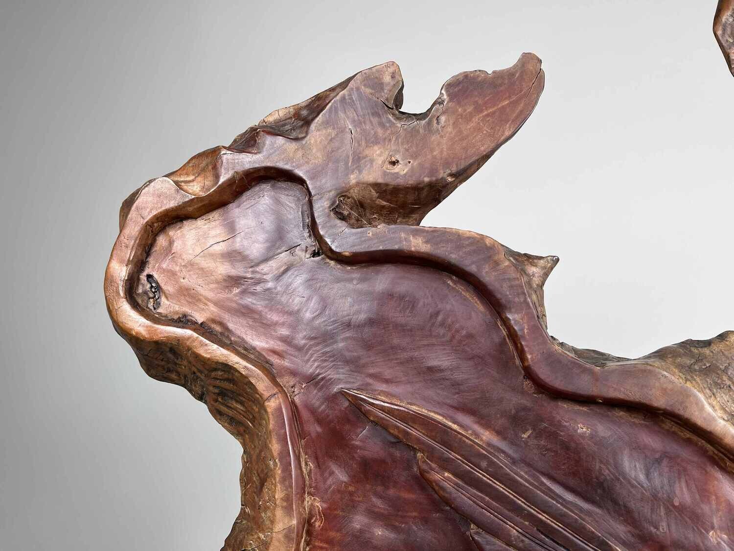 Tsuitate - Houtsnijwerk - Wortelhout - Adelaar in boom - Japan - Meiji periode