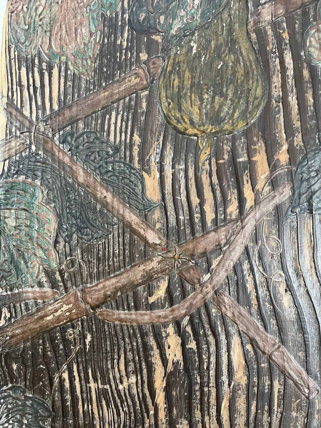 Tsuitate (衝立) met floraal decor- Meiji periode