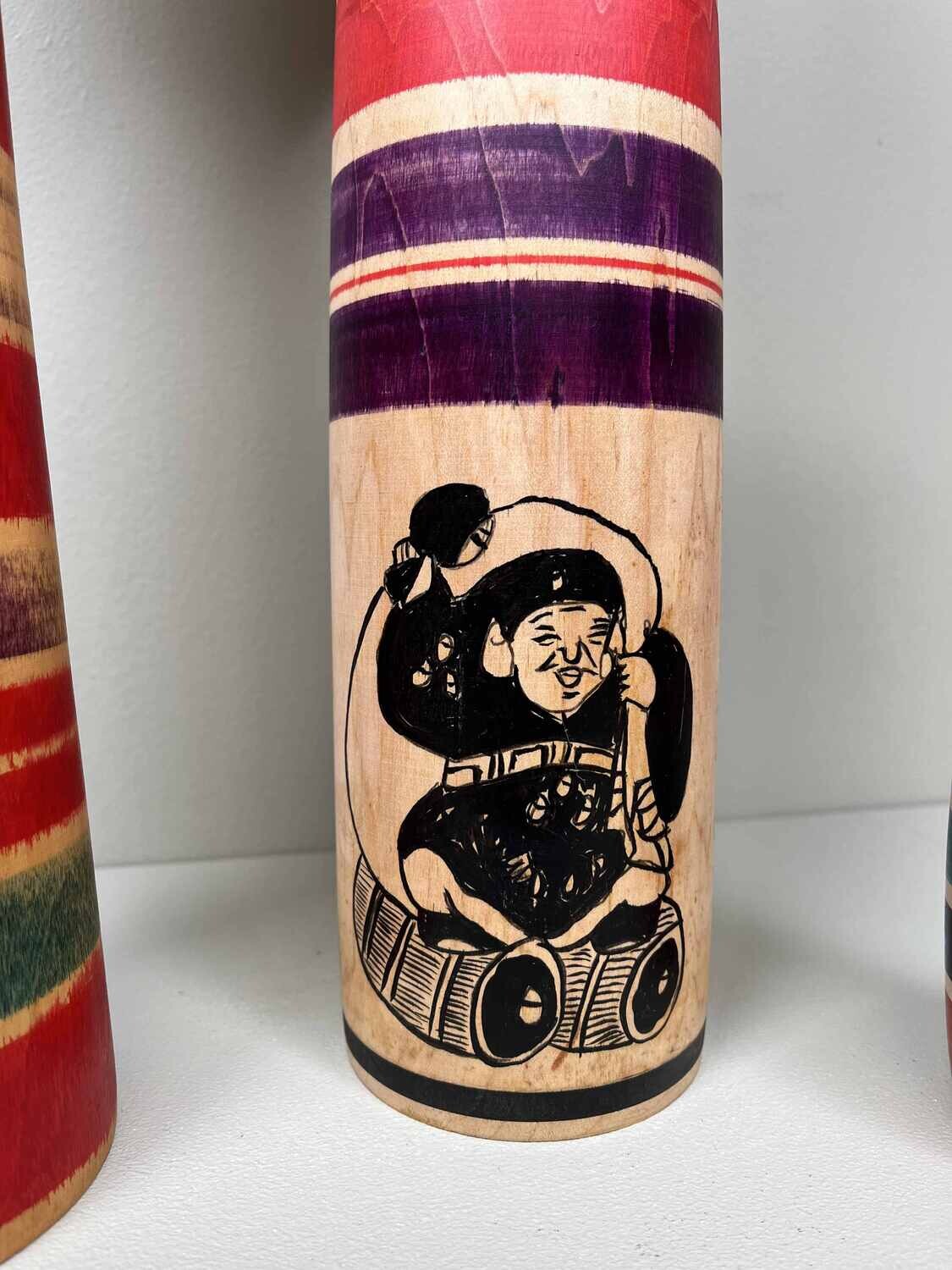 Set van 3 Vintage Traditionele Kokeshi, Japan.