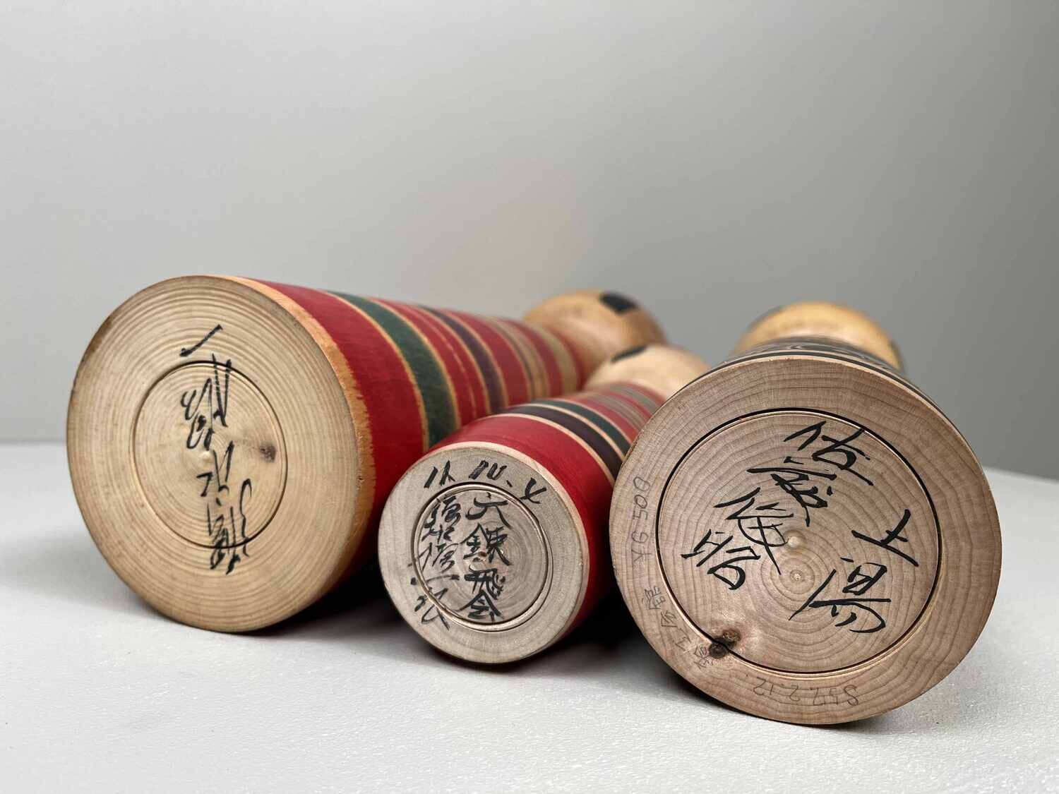 Set van 3 Vintage Traditionele Kokeshi, Japan.