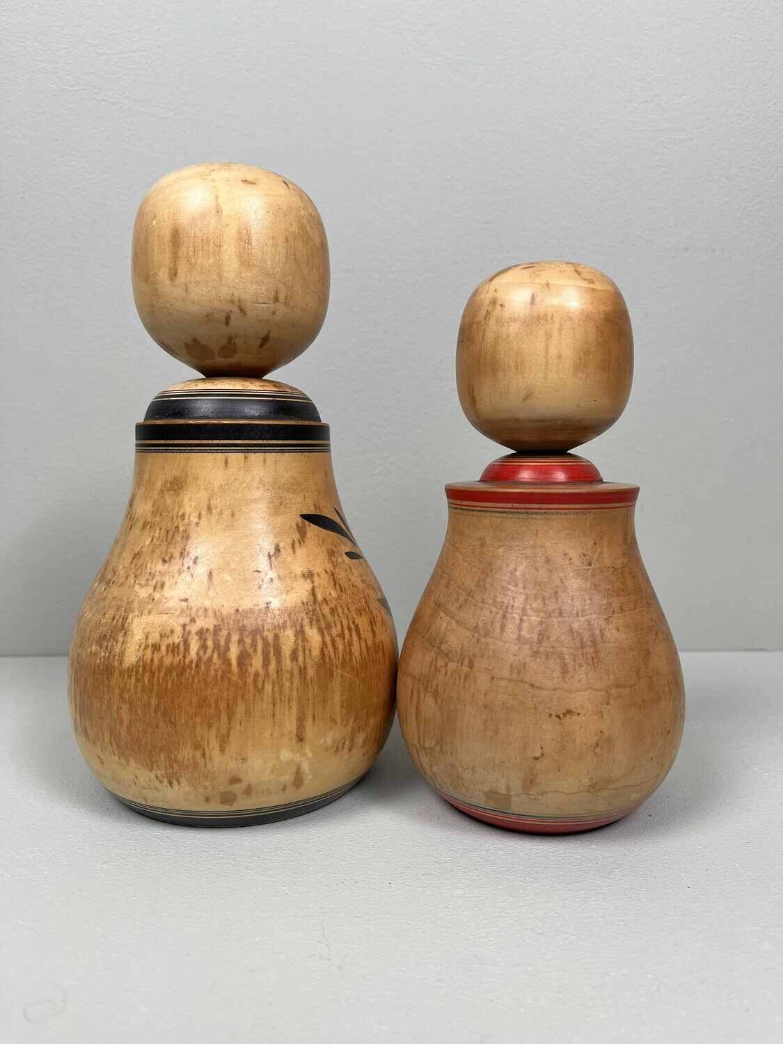 Traditionele Vintage set van 2 Nemariko Kokeshi