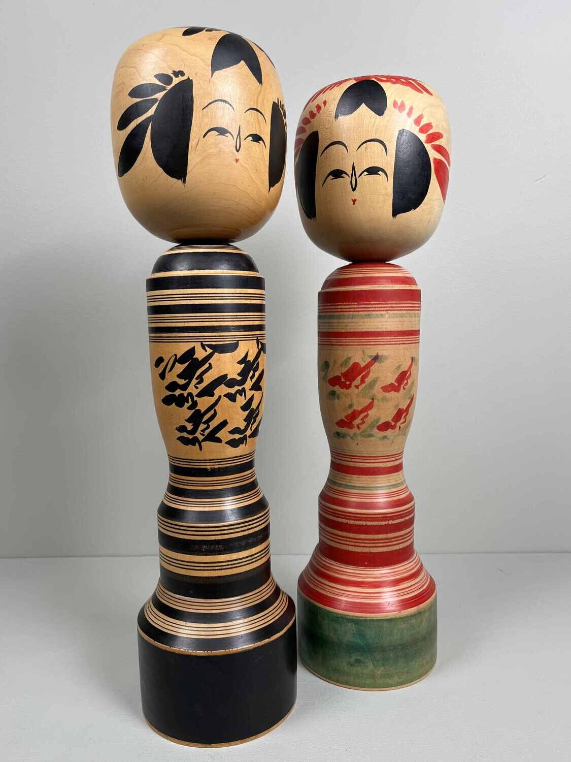 Traditional Vintage Sakunami Kokeshi set of 2