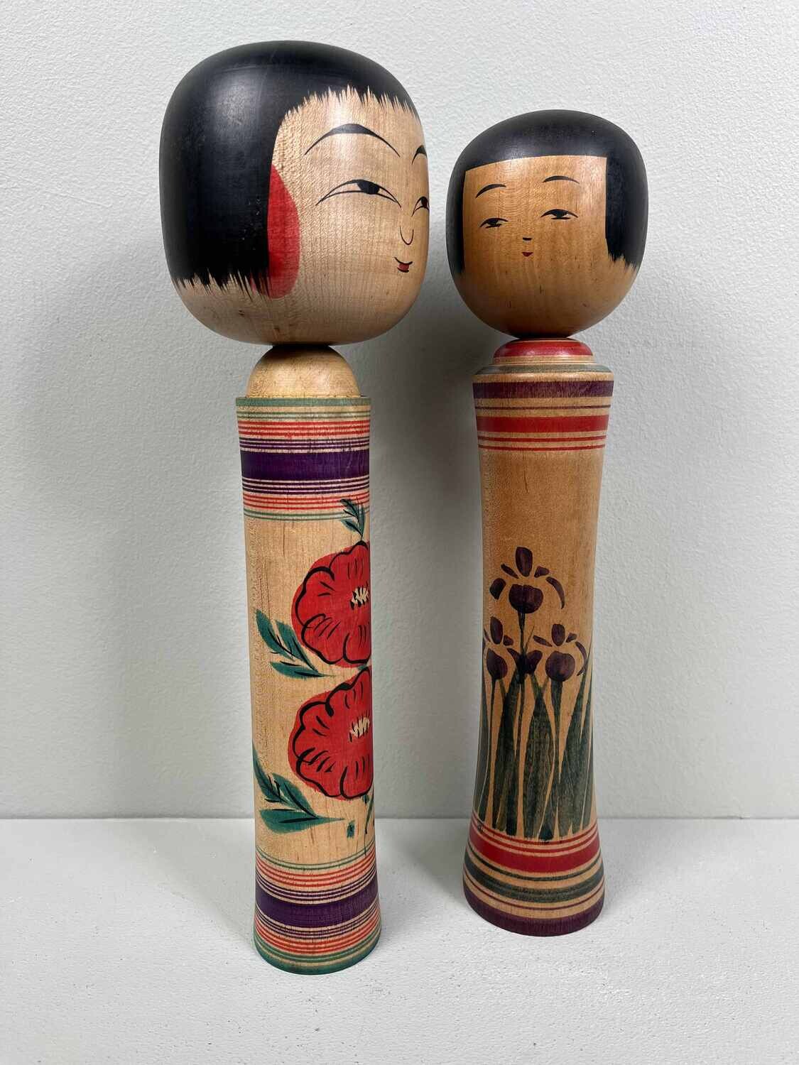 Traditional Vintage Tsugaru Family Kokeshi set of 2, by Hasegawa Kenzo