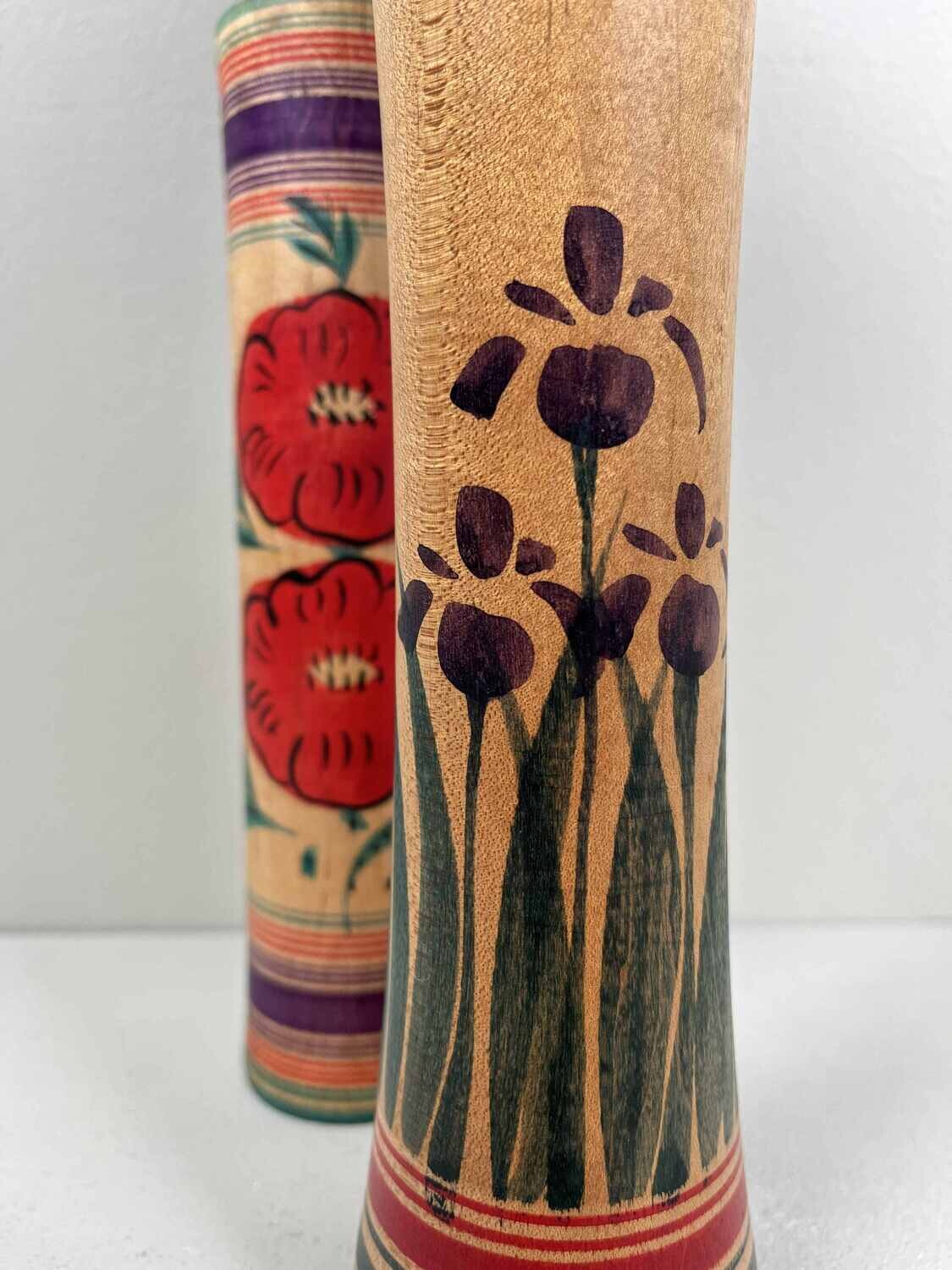 Traditional Vintage Tsugaru Family Kokeshi set of 2, by Hasegawa Kenzo