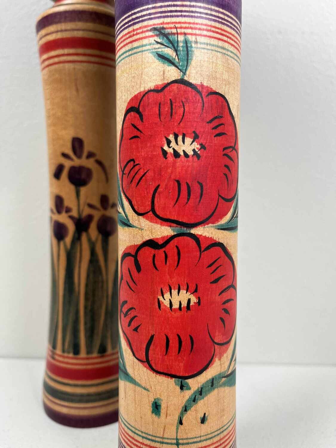 Traditional Vintage Tsugaru Family Kokeshi set of 2, by Hasegawa Kenzo