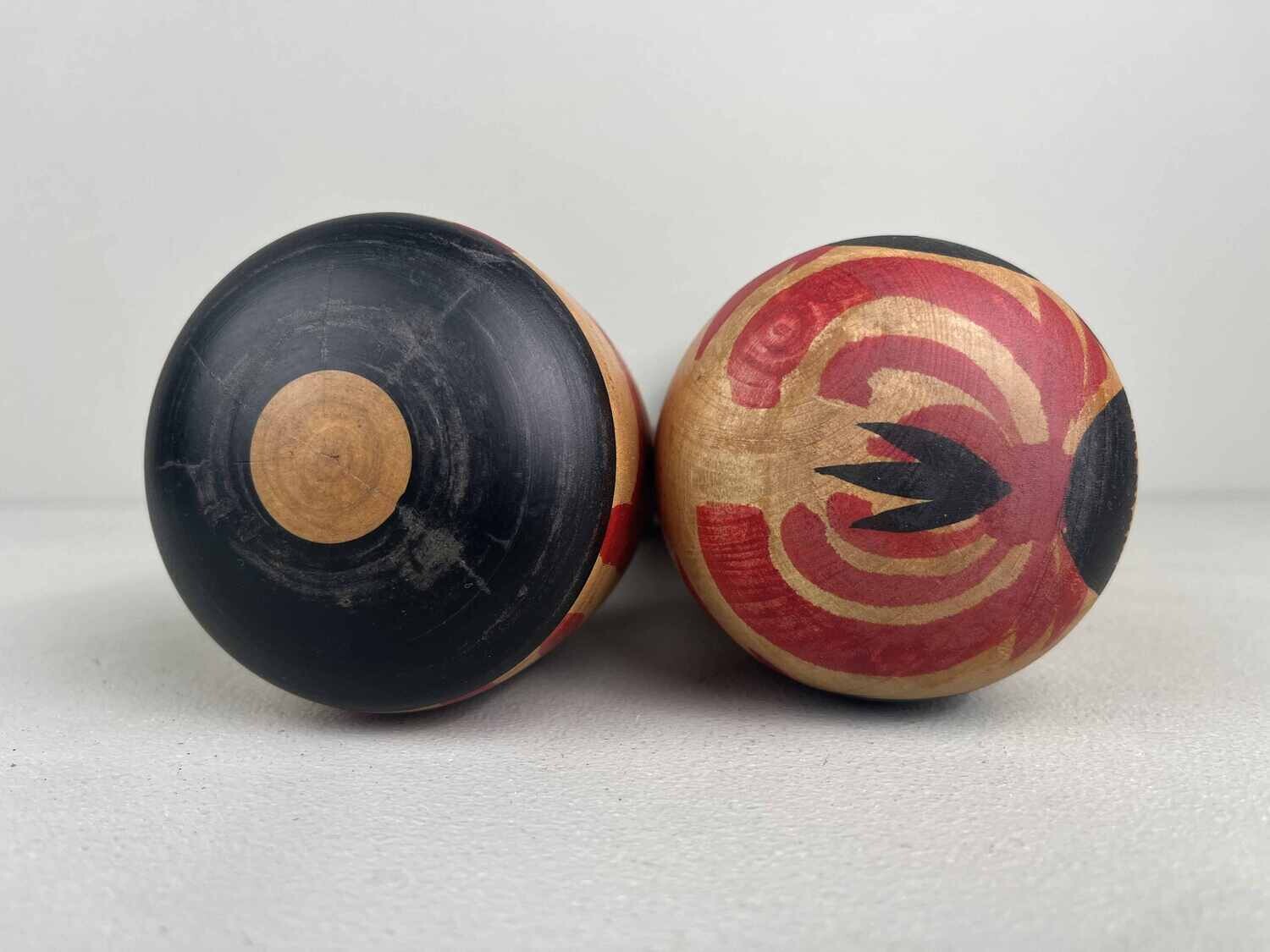 Vintage set van 2 kokeshi Nakanosowa en Zao Familie