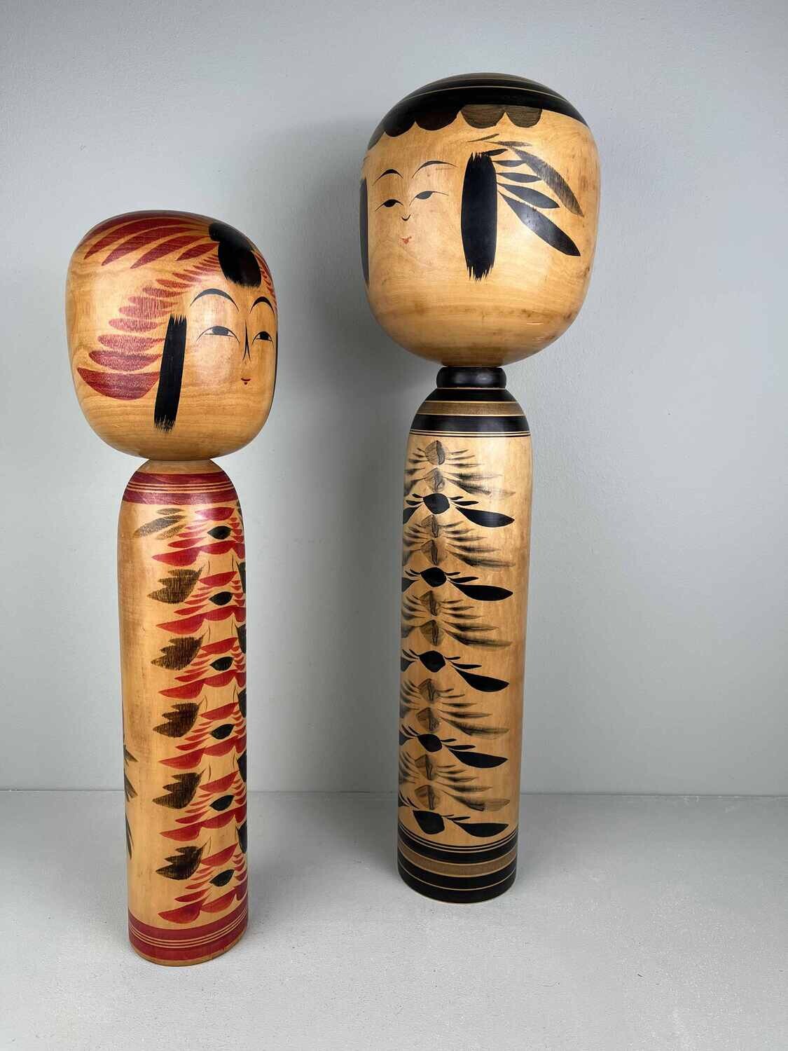 Vintage set van 2 XL kokeshi