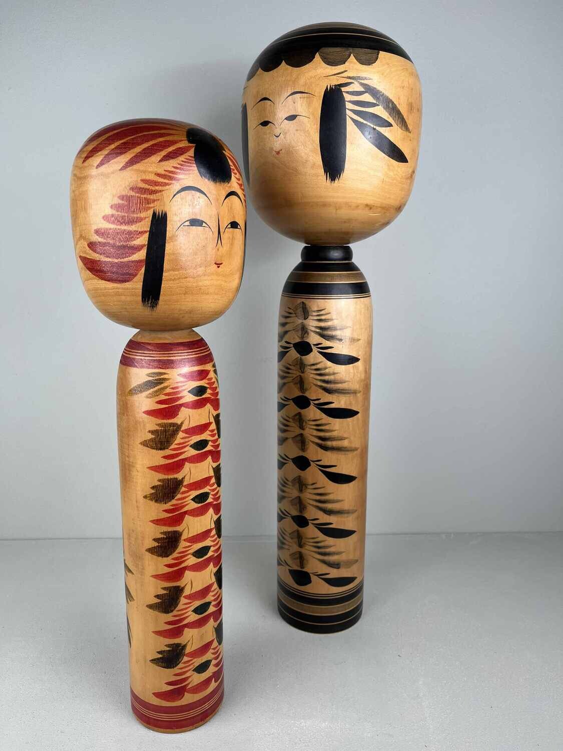 Vintage set van 2 XL kokeshi