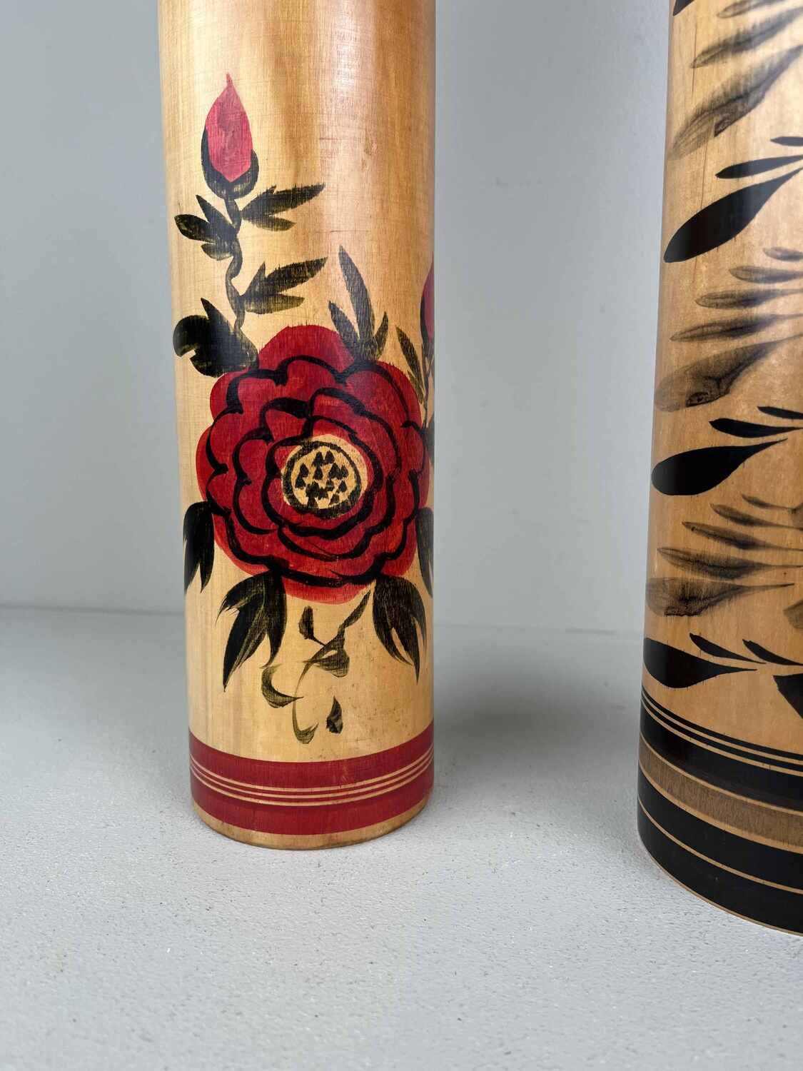 Vintage set van 2 XL kokeshi