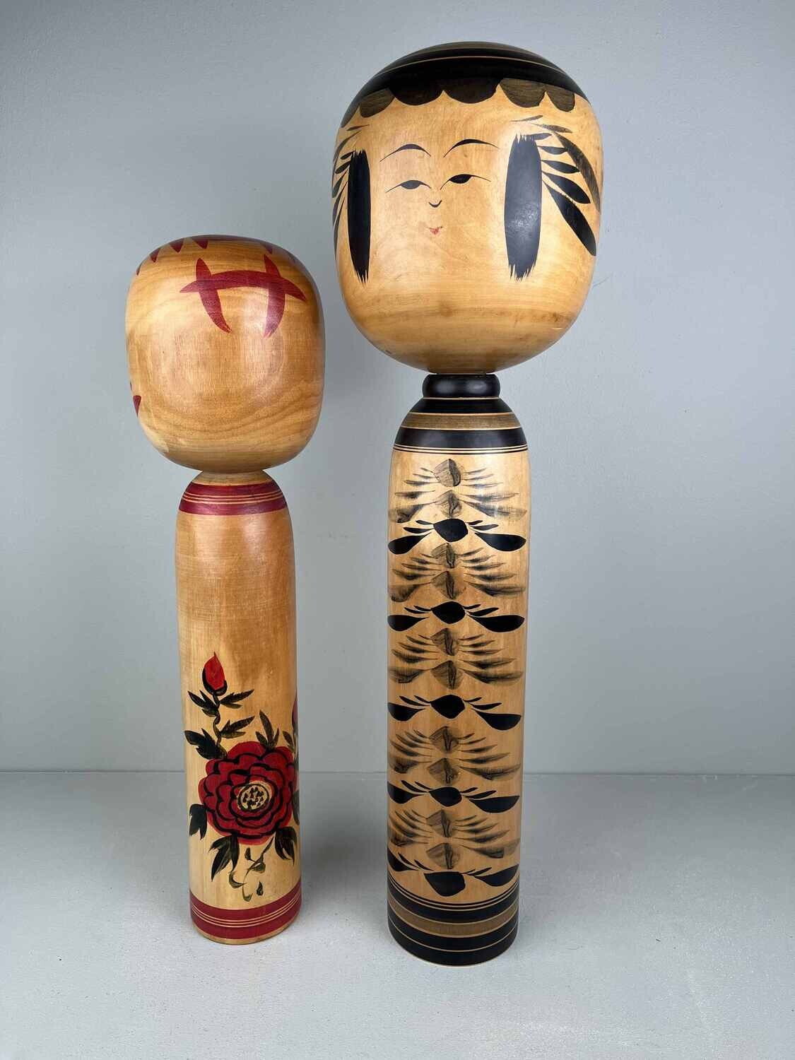 Vintage set van 2 XL kokeshi