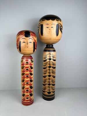 Vintage set of 2 XL Kokeshi