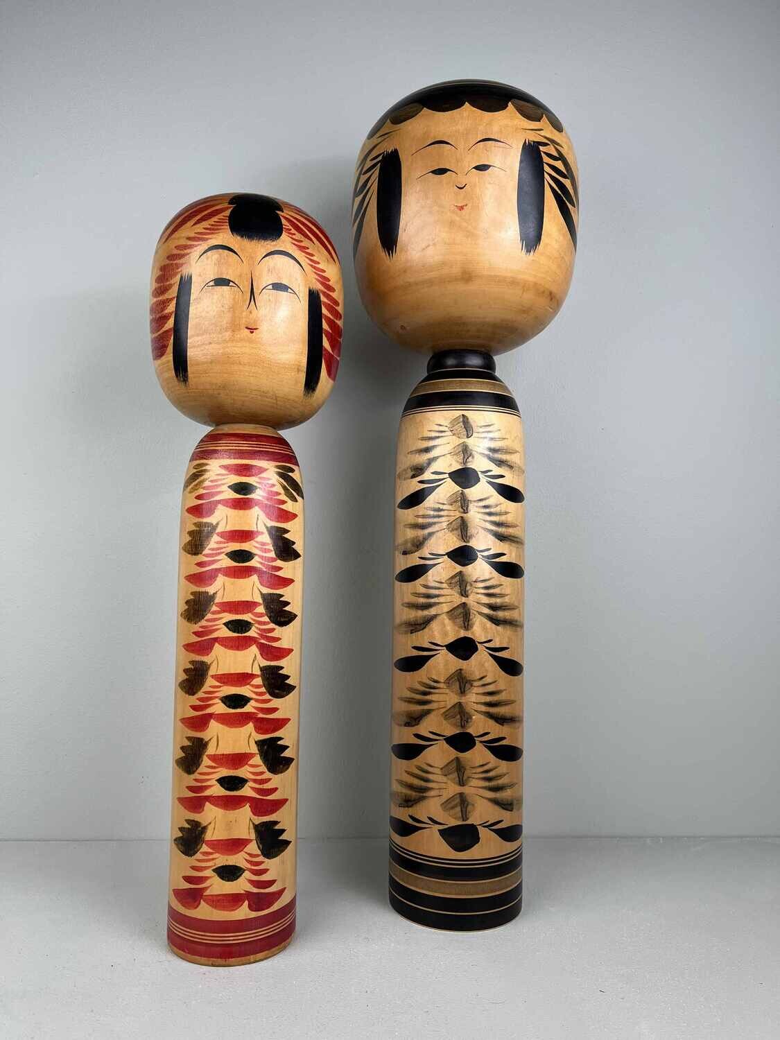 Vintage set van 2 XL kokeshi