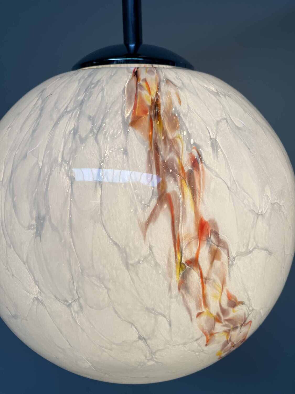 Vintage hanglamp gemarmerd glas