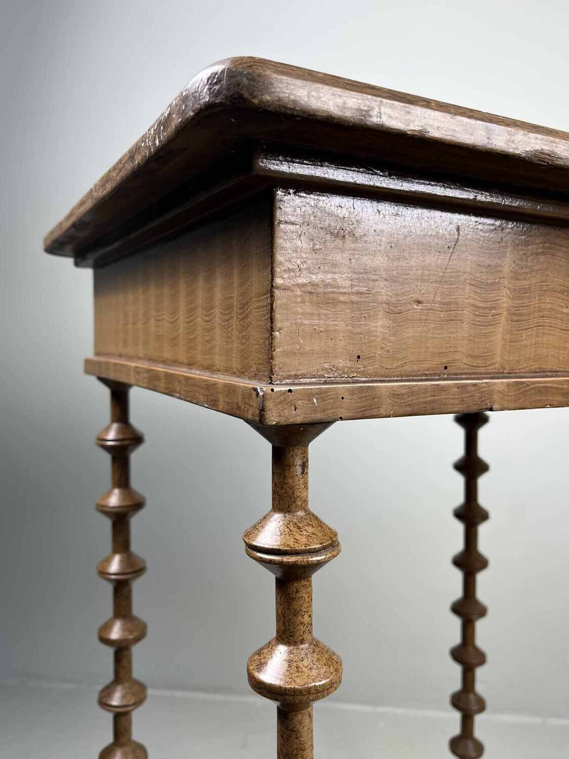 Elegant antique side table with drawer.