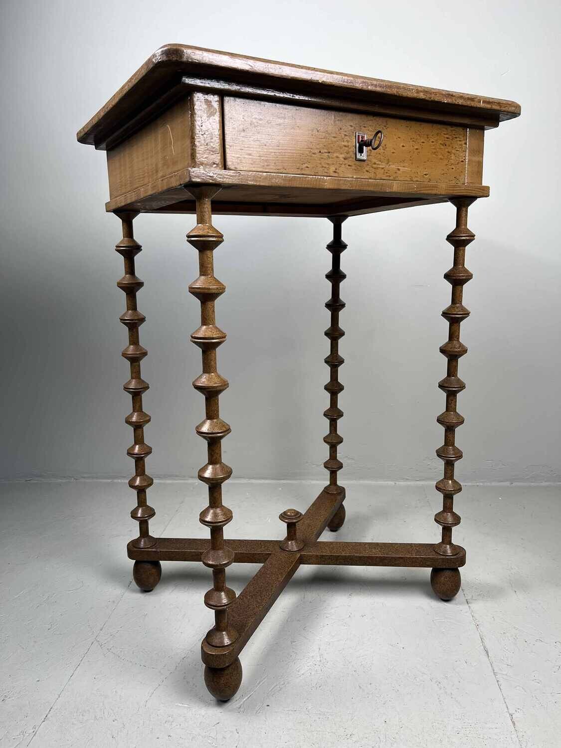 Elegant antique side table with drawer.
