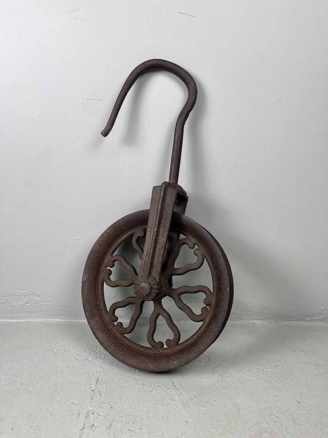 Metal antique pulley Japan Meiji era