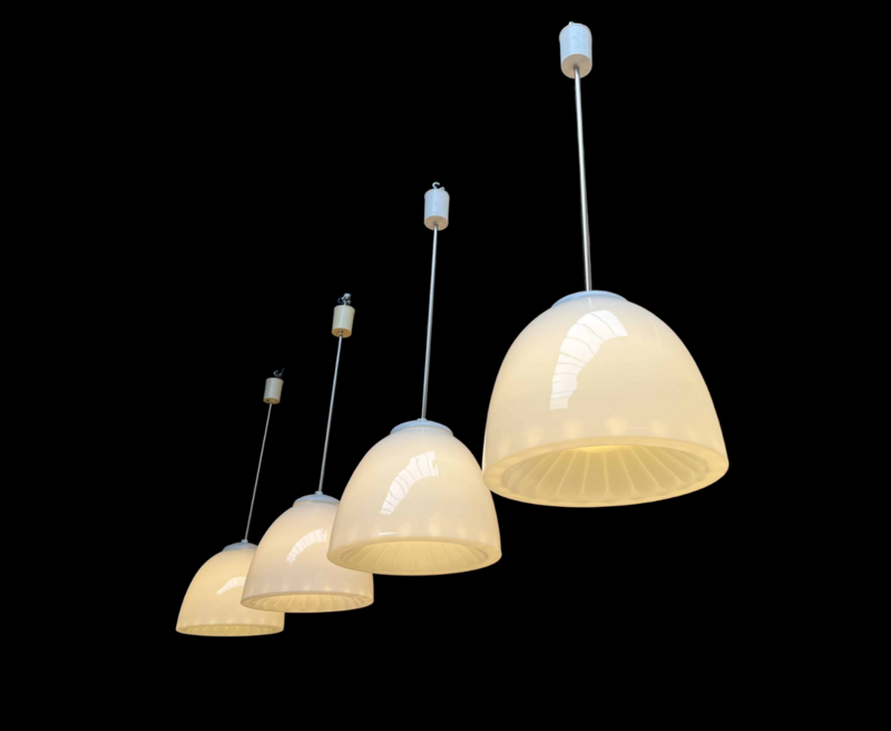 Industrial Art Deco pendant lamp with tulip-shaped lampshade, 1940