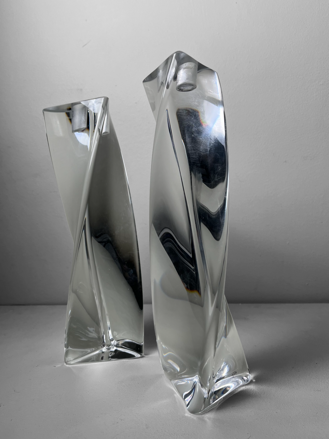 Crystal Kosta Boda candle holders Sweden