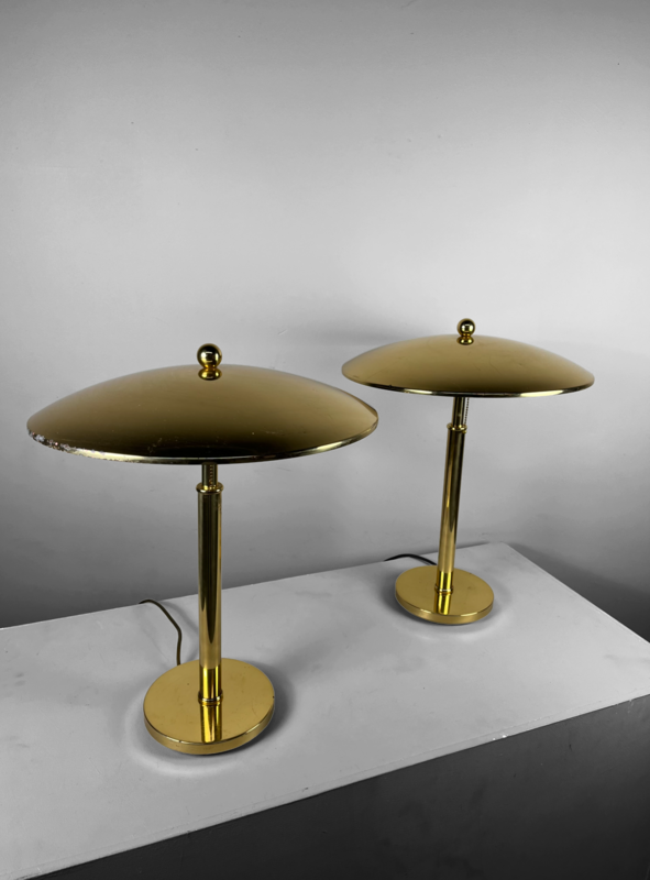 Set Brass Desk Lamps Germany 70s