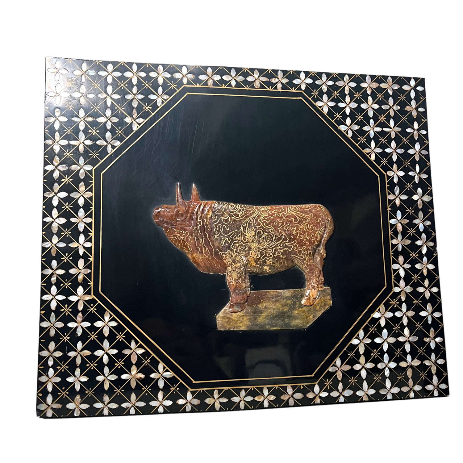 Mid Century set of wooden panels 'Animals', China