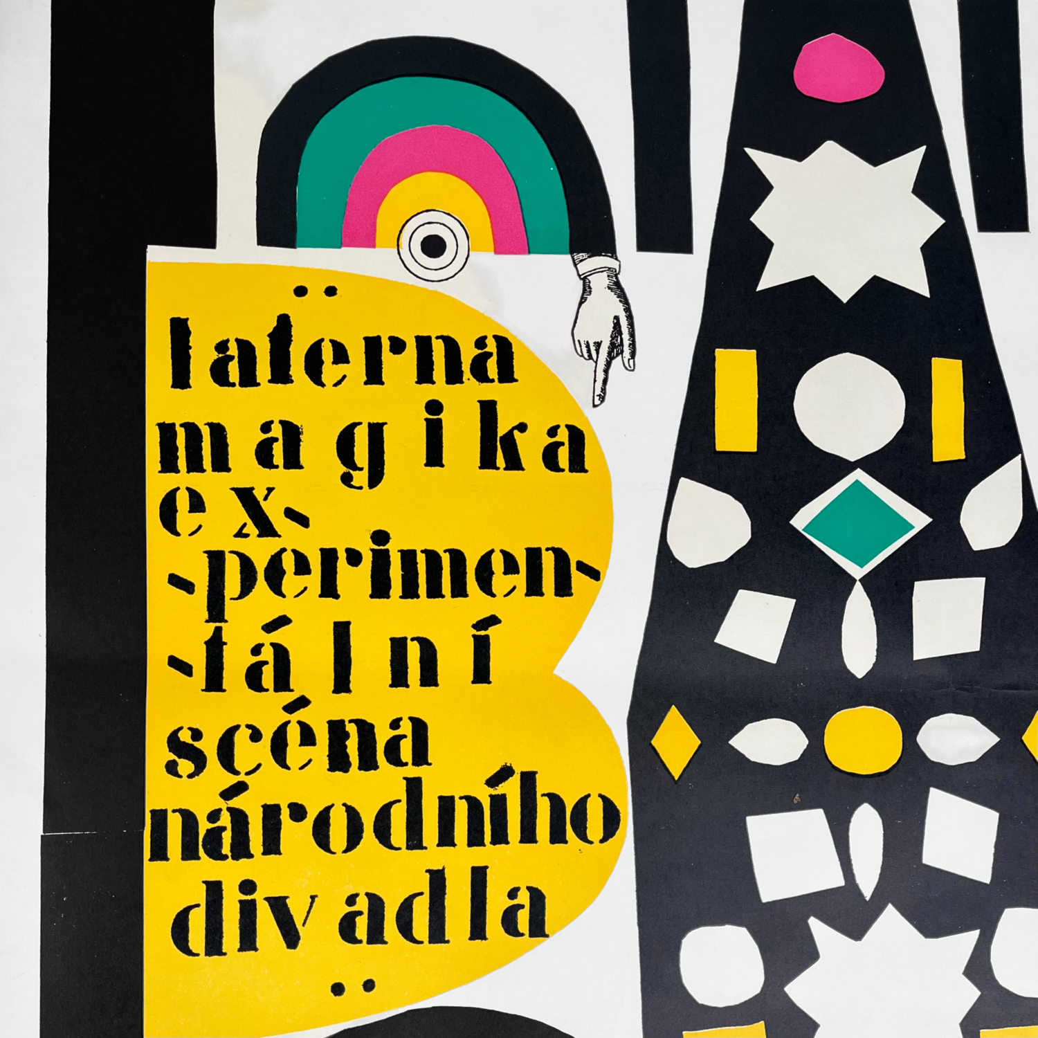 Originele Litho Laterna Magika Experimental National Theater Praag