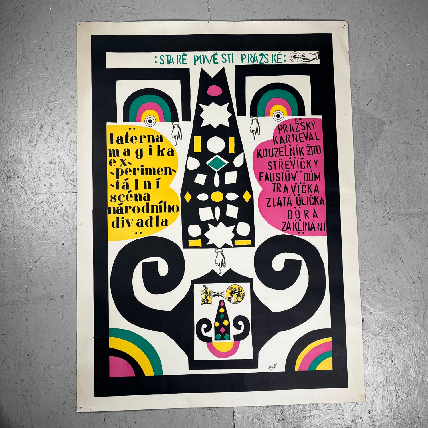 Original Lithograph Laterna Magika Experimental National Theatre Prague