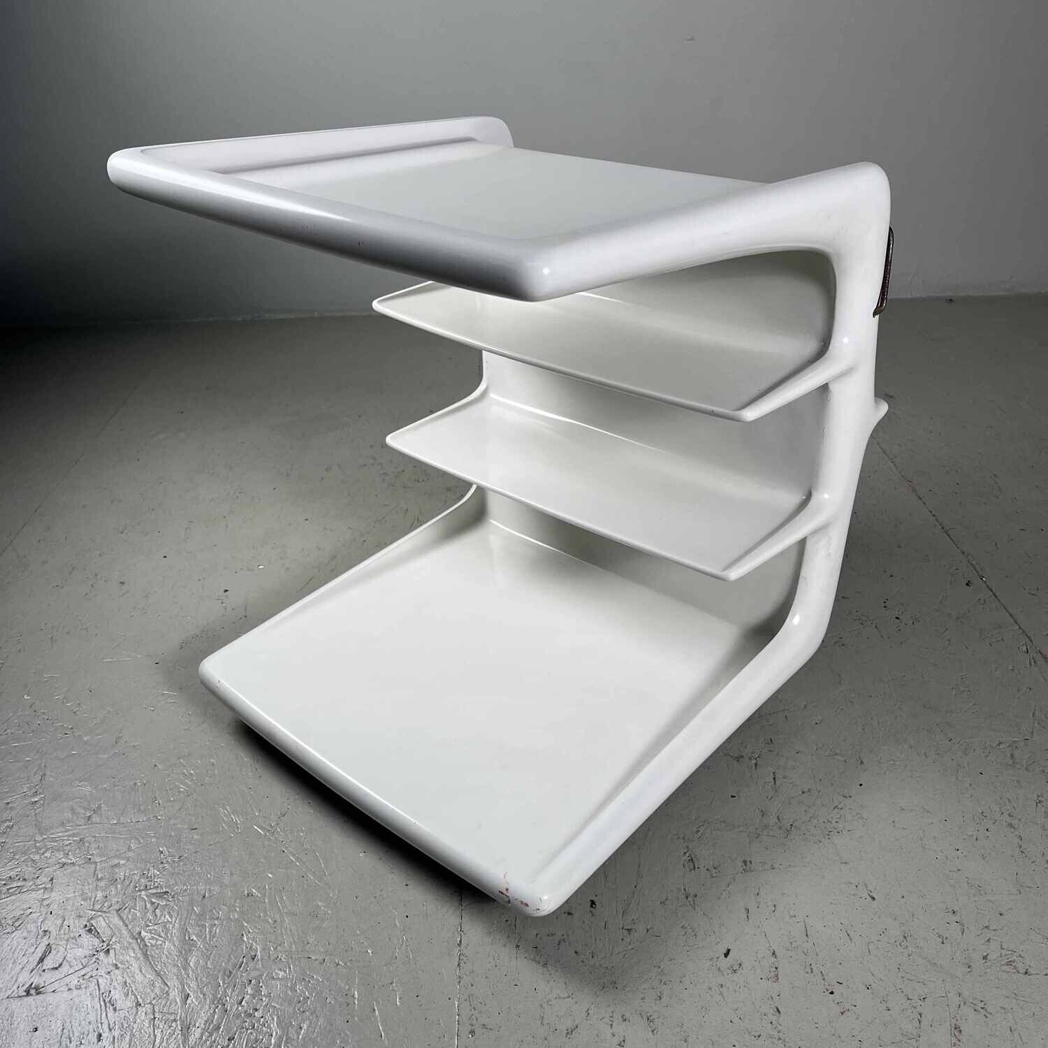 Witte Space Age Bar/Magazine Trolley Peter Ghyczy 70s