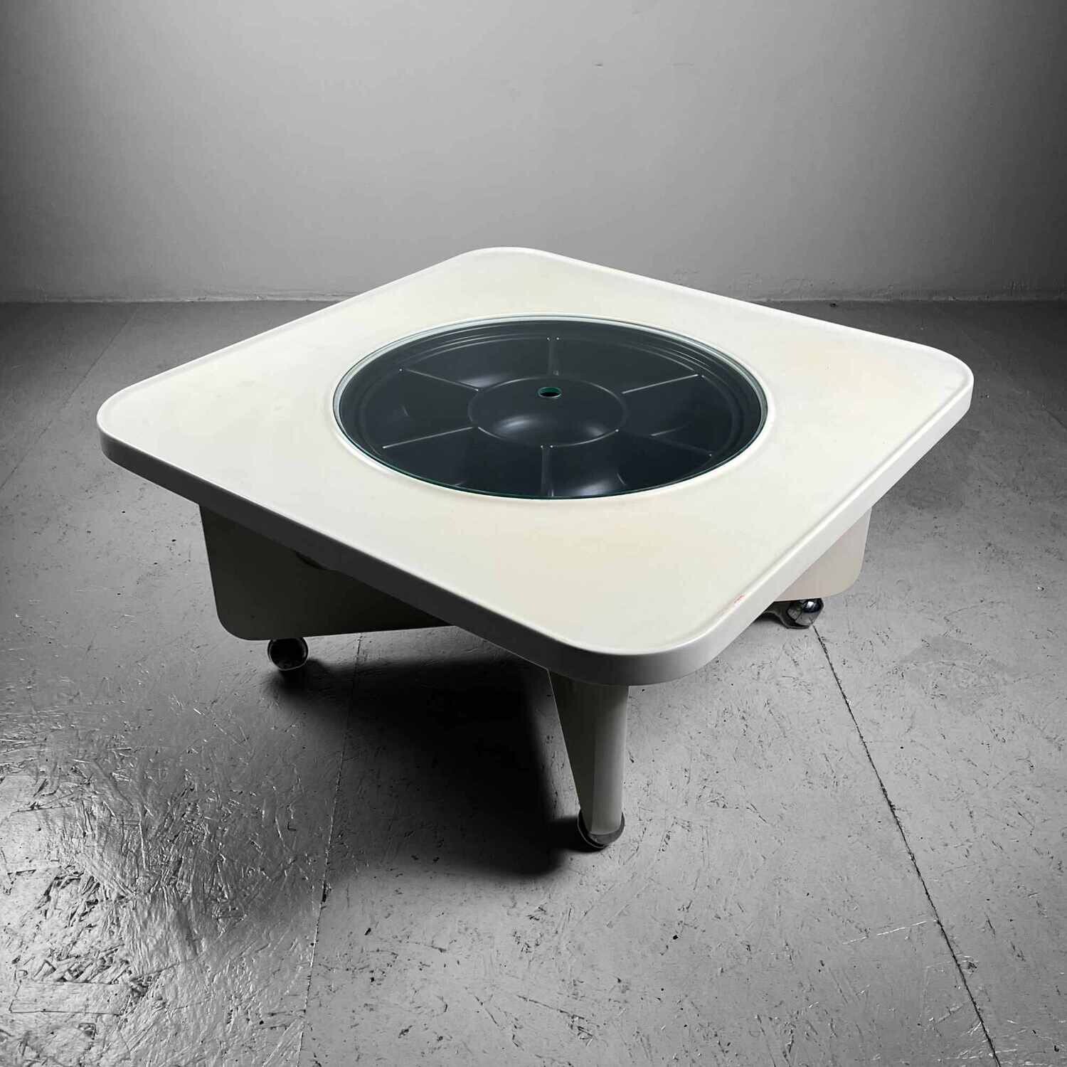 Space Age Coffee Table with rotating snack tray, 70s, Germany