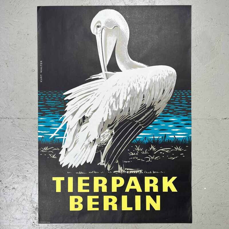 Vintage affiche Tierpak Berlin Pelikaan 1978 Kurt Walter