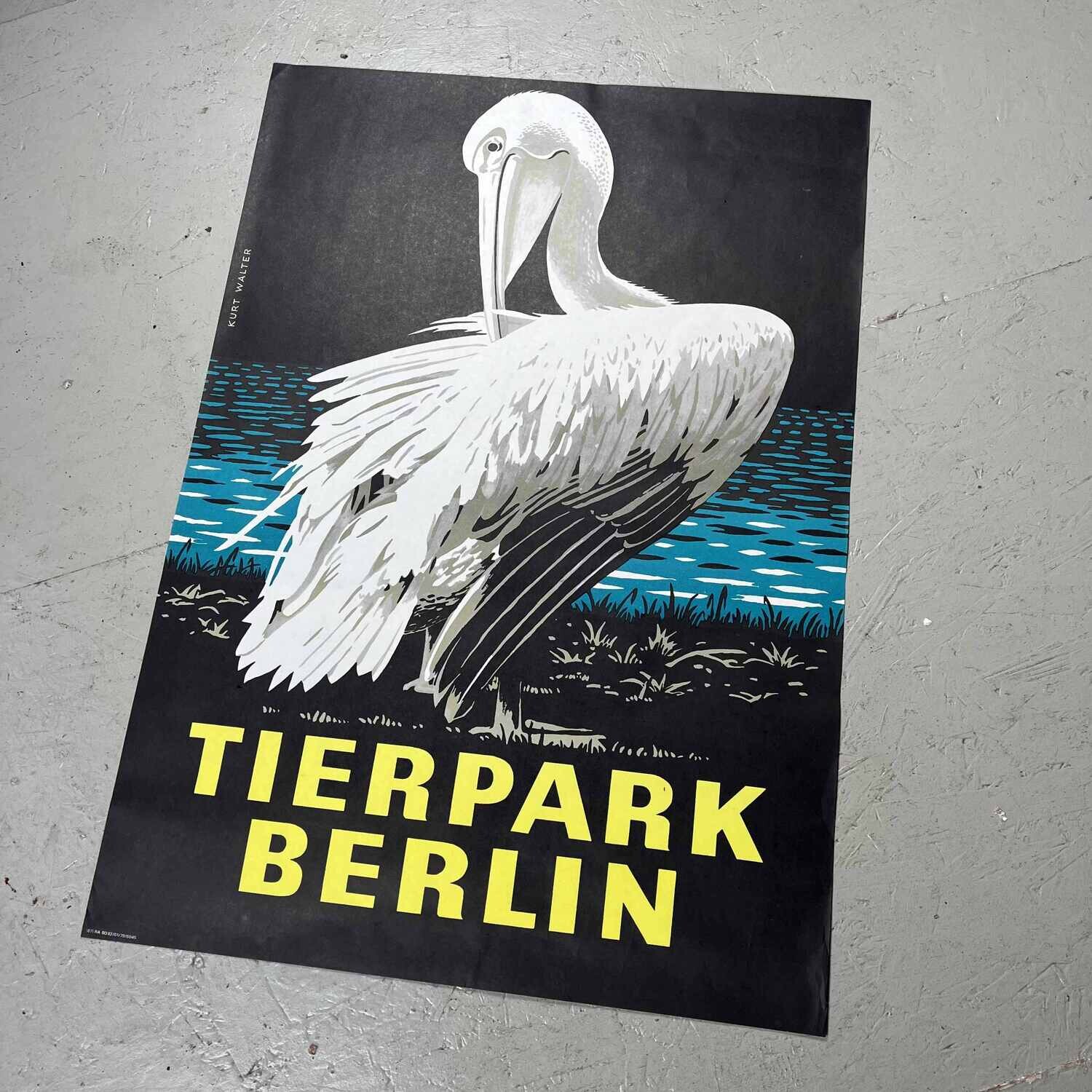 Vintage affiche Tierpak Berlin Pelikaan 1978 Kurt Walter