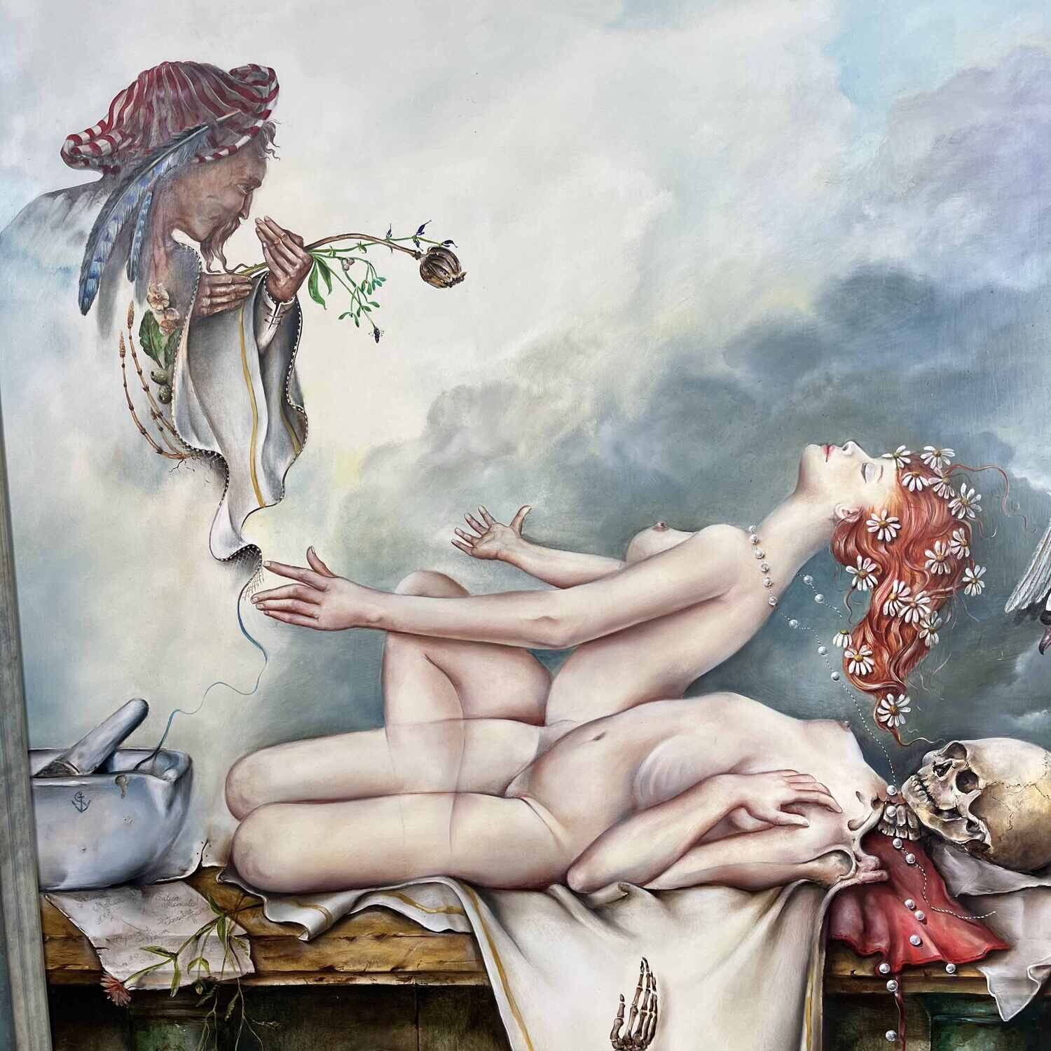 Original Surrealist painting Joseph Laureys (1944-2020)