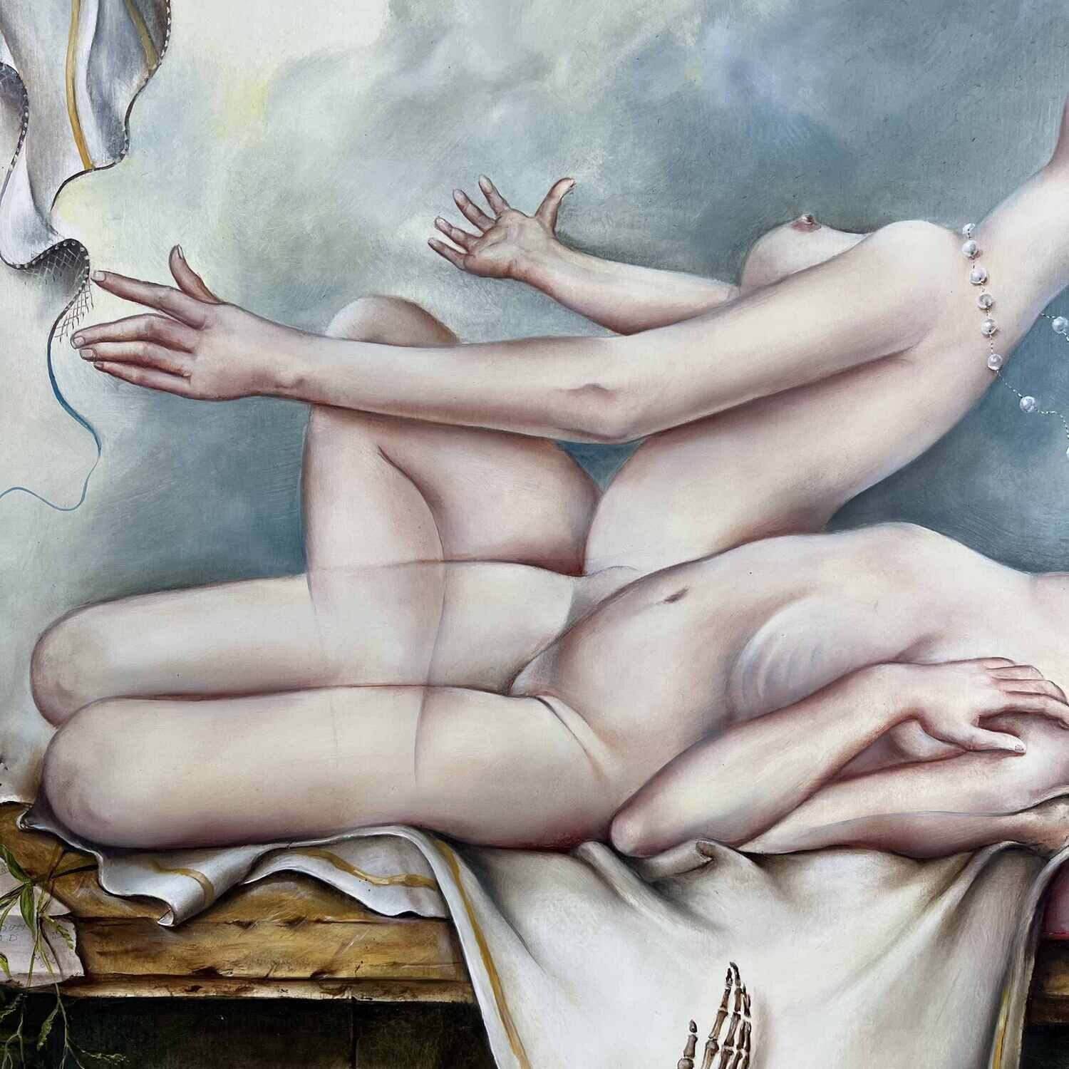 Original Surrealist painting Joseph Laureys (1944-2020)