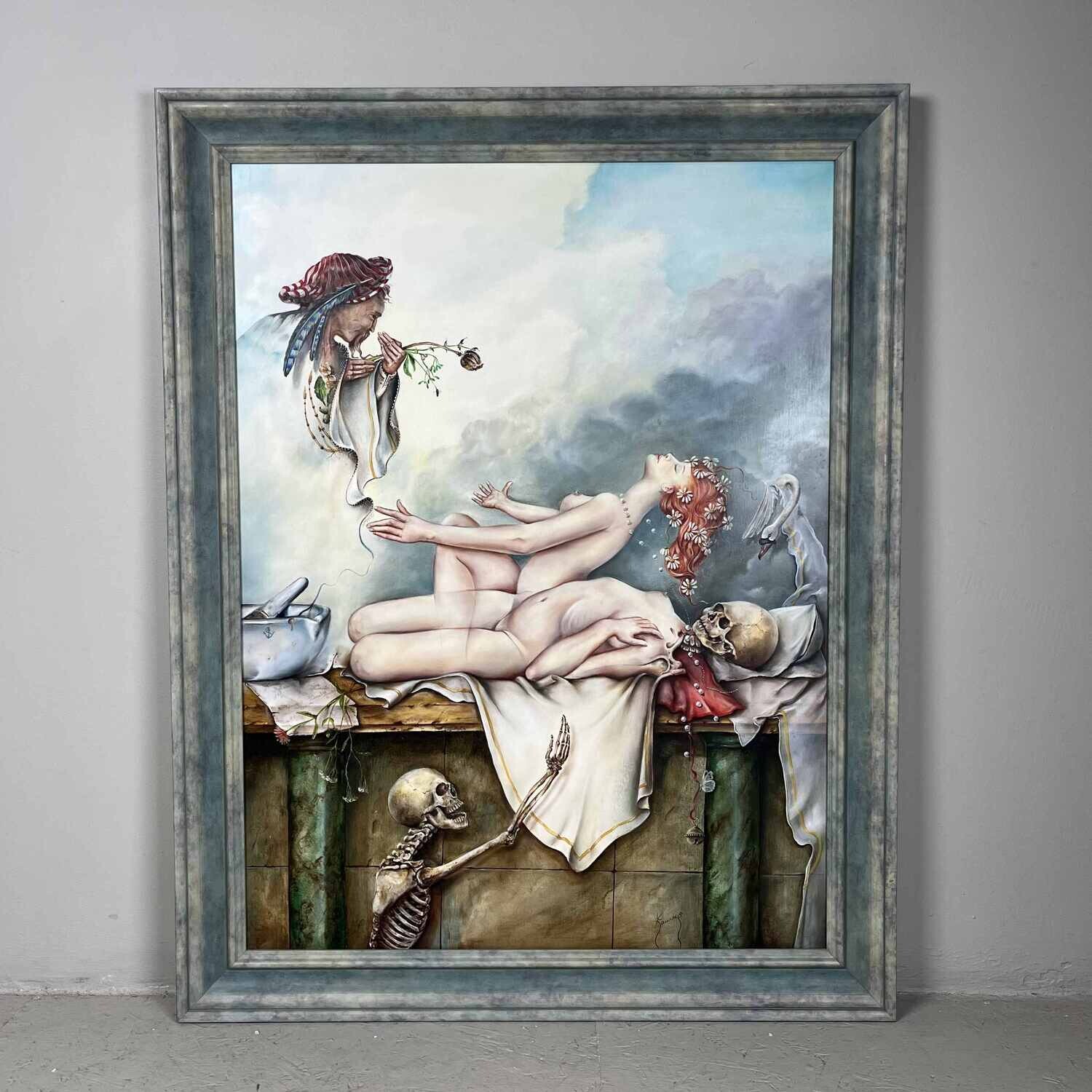 Original Surrealist painting Joseph Laureys (1944-2020)