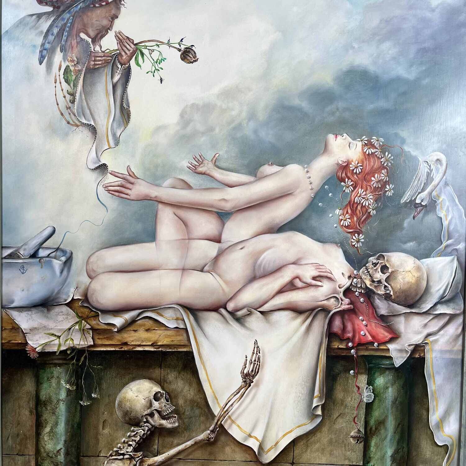 Original Surrealist painting Joseph Laureys (1944-2020)