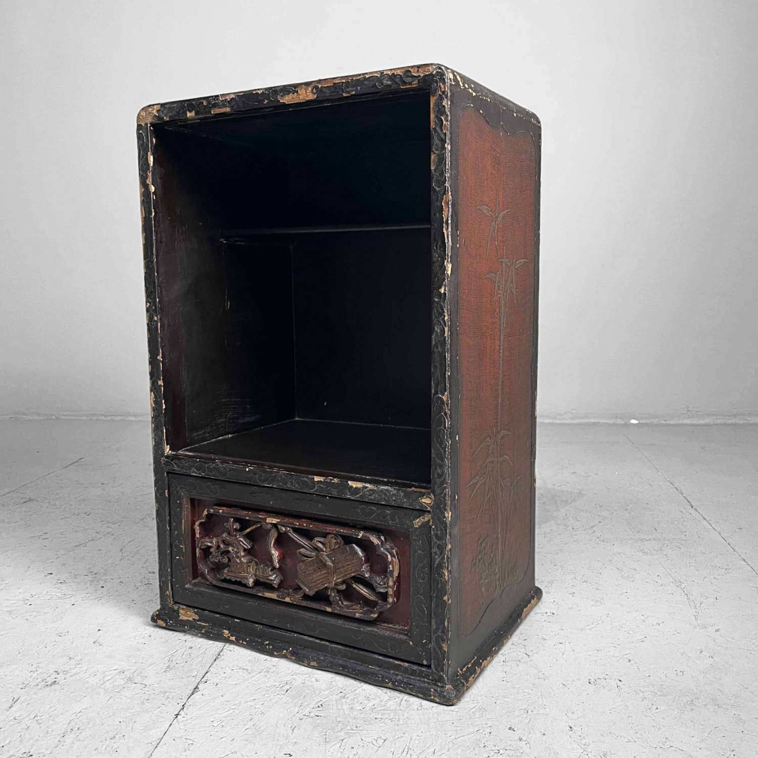 Antiek Japans Displaykastje met Lade - Edo-periode