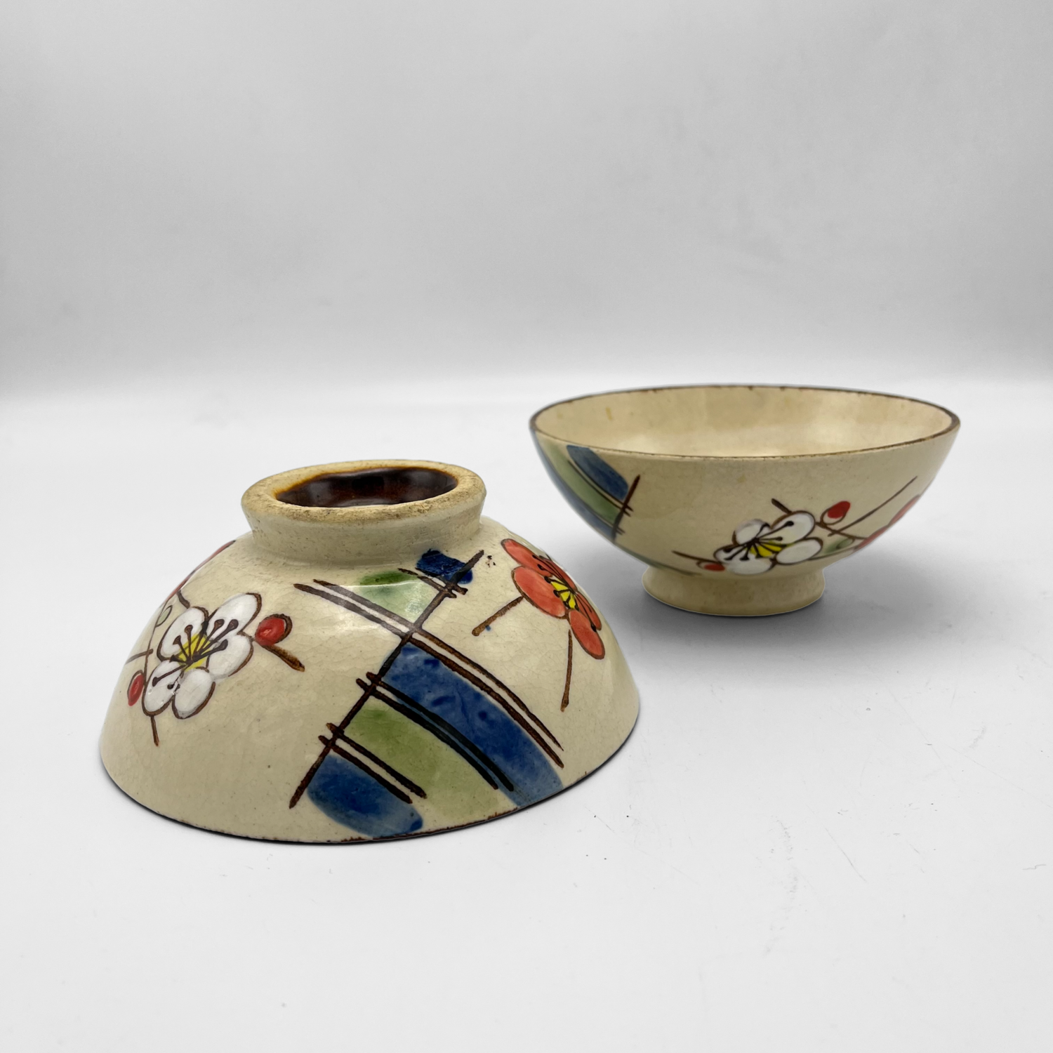 Set Vintage Rijstkommen met bloemen Japan