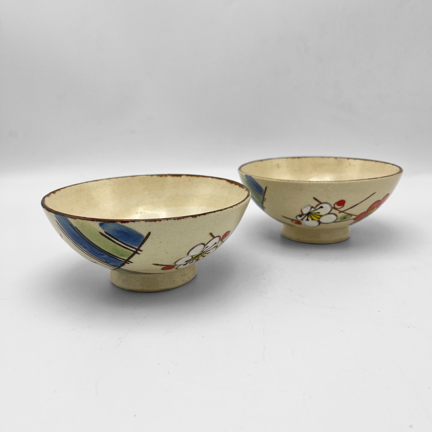 Set Vintage Rijstkommen met bloemen Japan