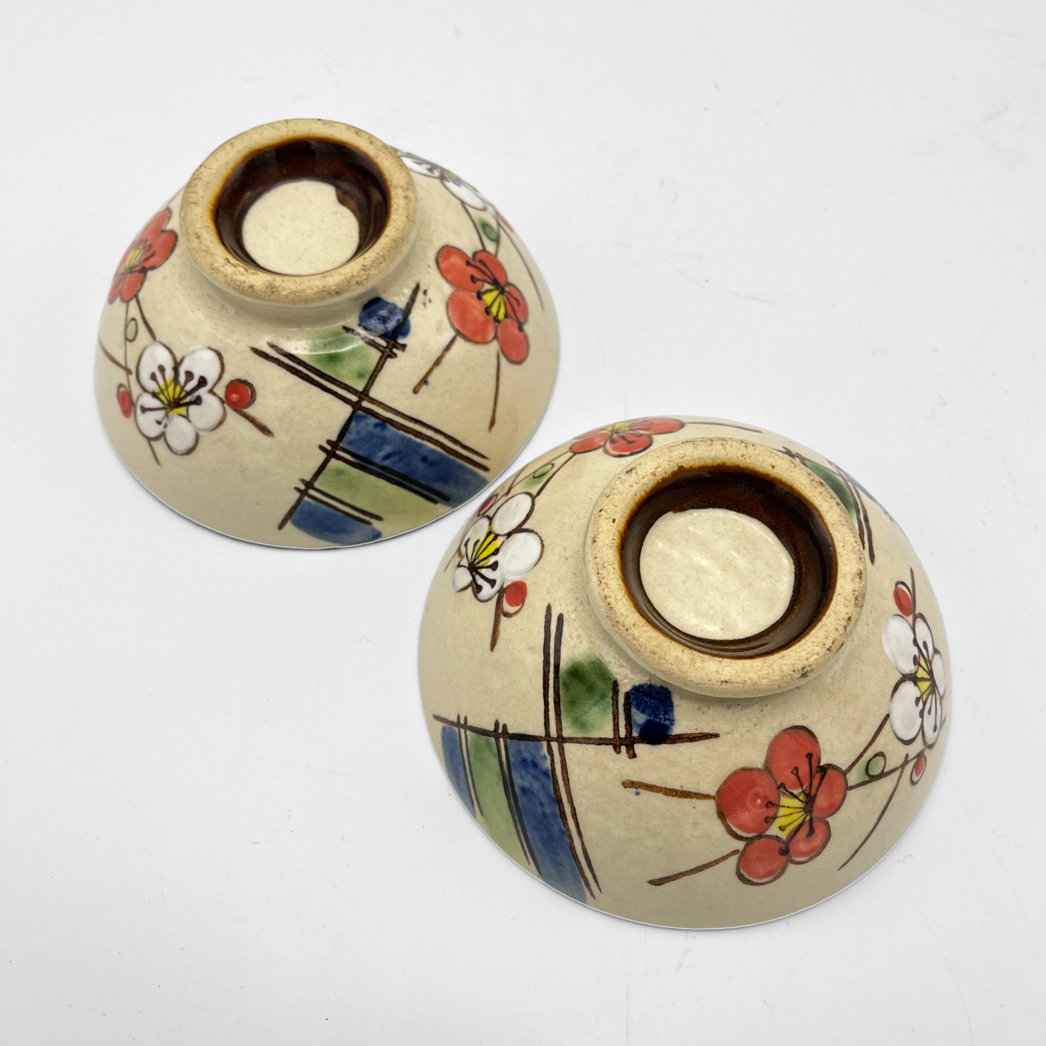 Set Vintage Rijstkommen met bloemen Japan