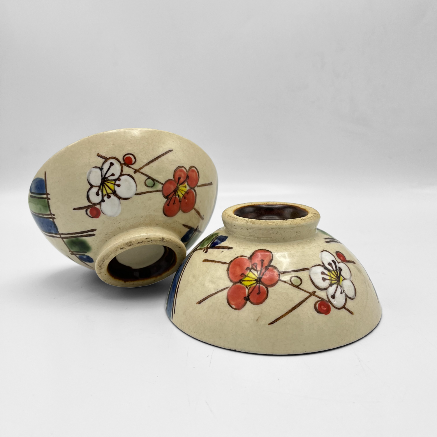 Set Vintage Rijstkommen met bloemen Japan