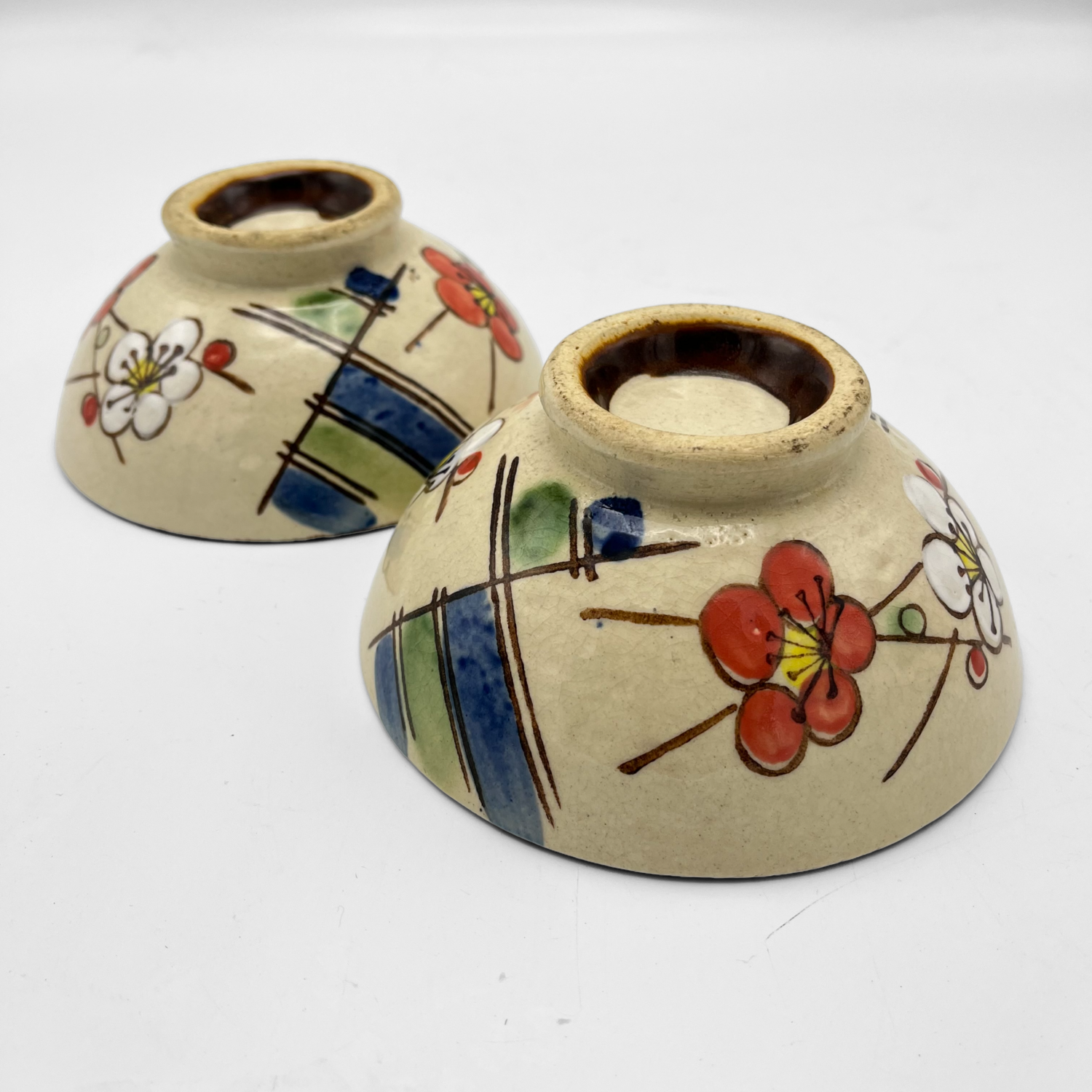 Set Vintage Rijstkommen met bloemen Japan