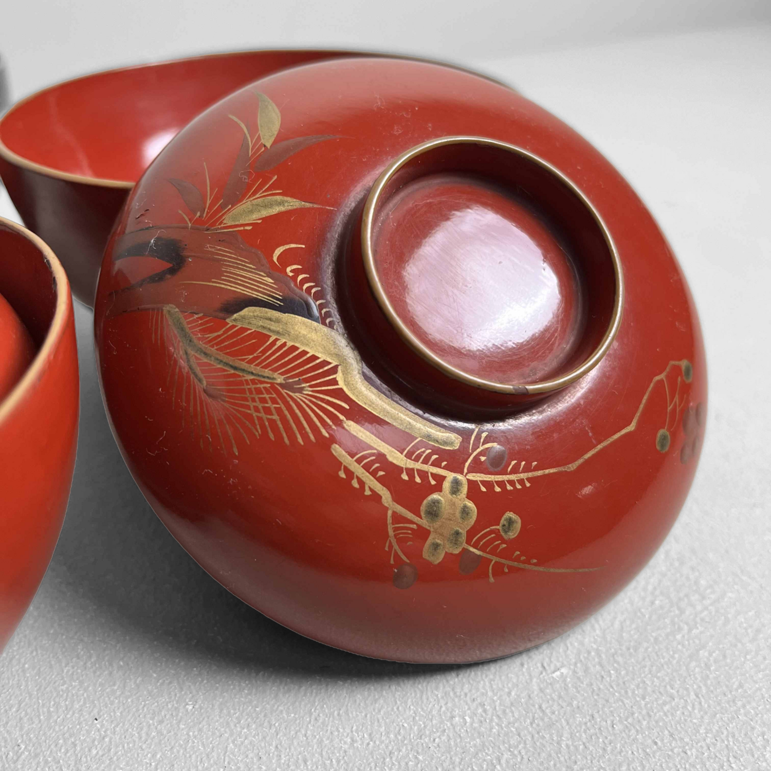 Japanese Lacquer Ware Set of 3- Rice Bowl- Soup Bowl