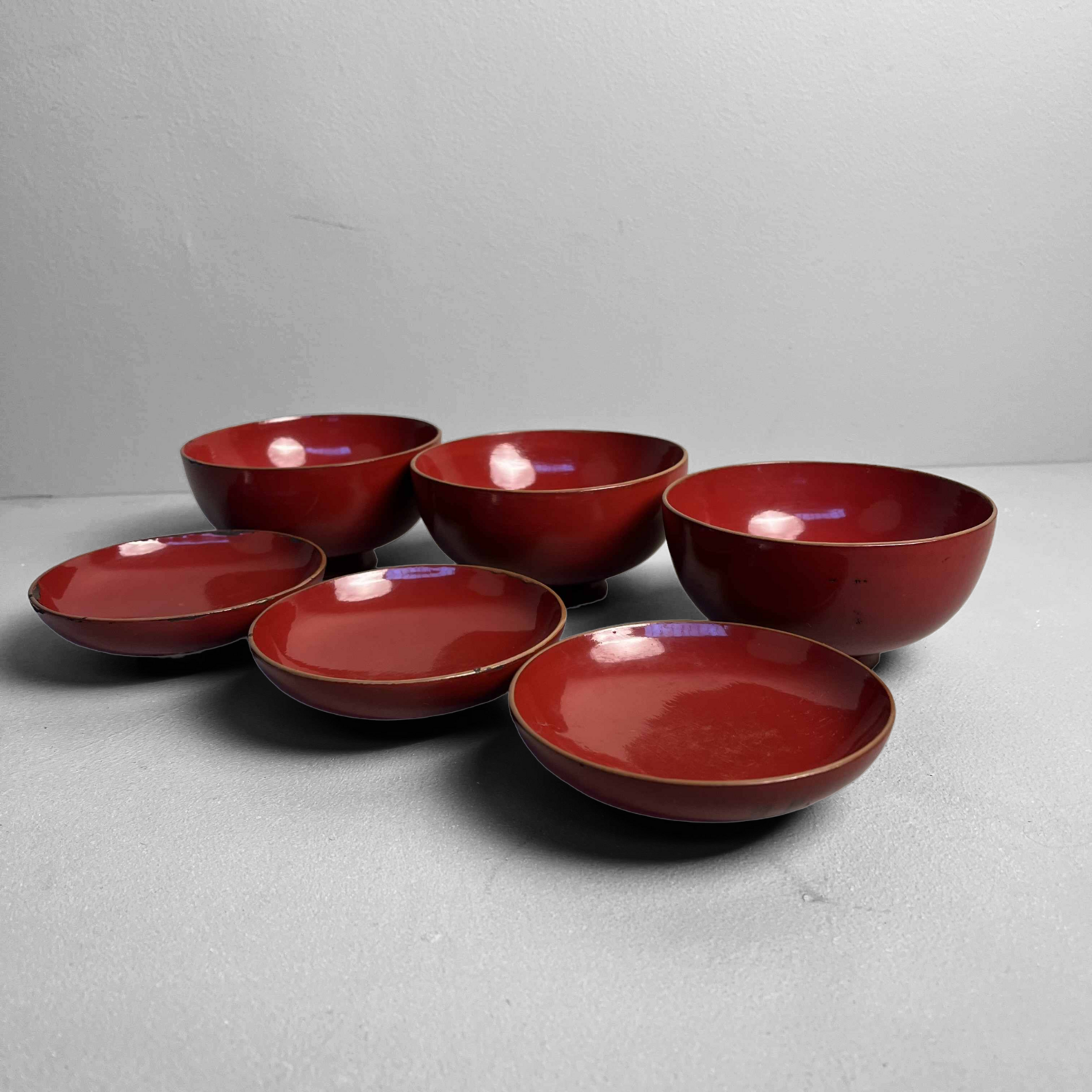 Japanese Lacquer Ware Set of 3- Rice Bowl- Soup Bowl