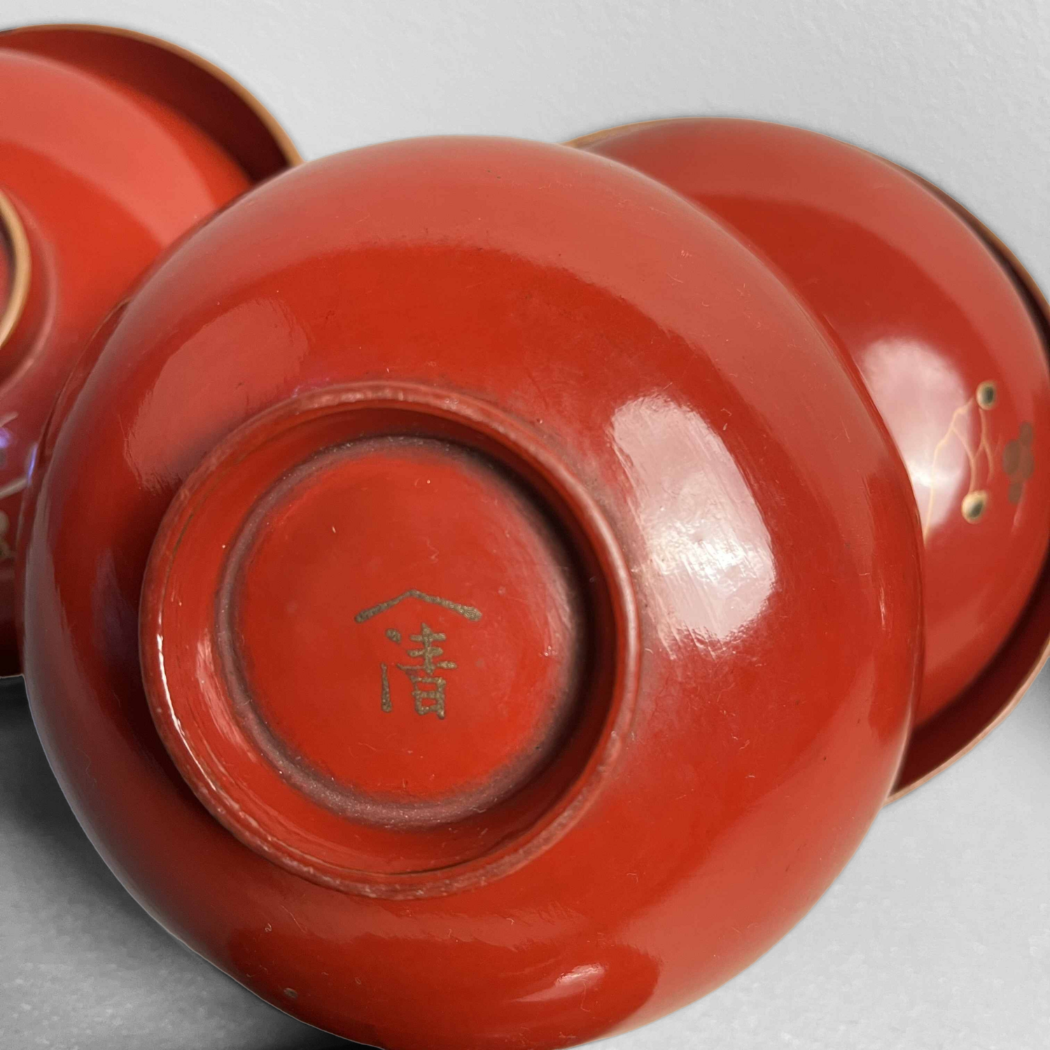 Japanese Lacquer Ware Set of 3- Rice Bowl- Soup Bowl