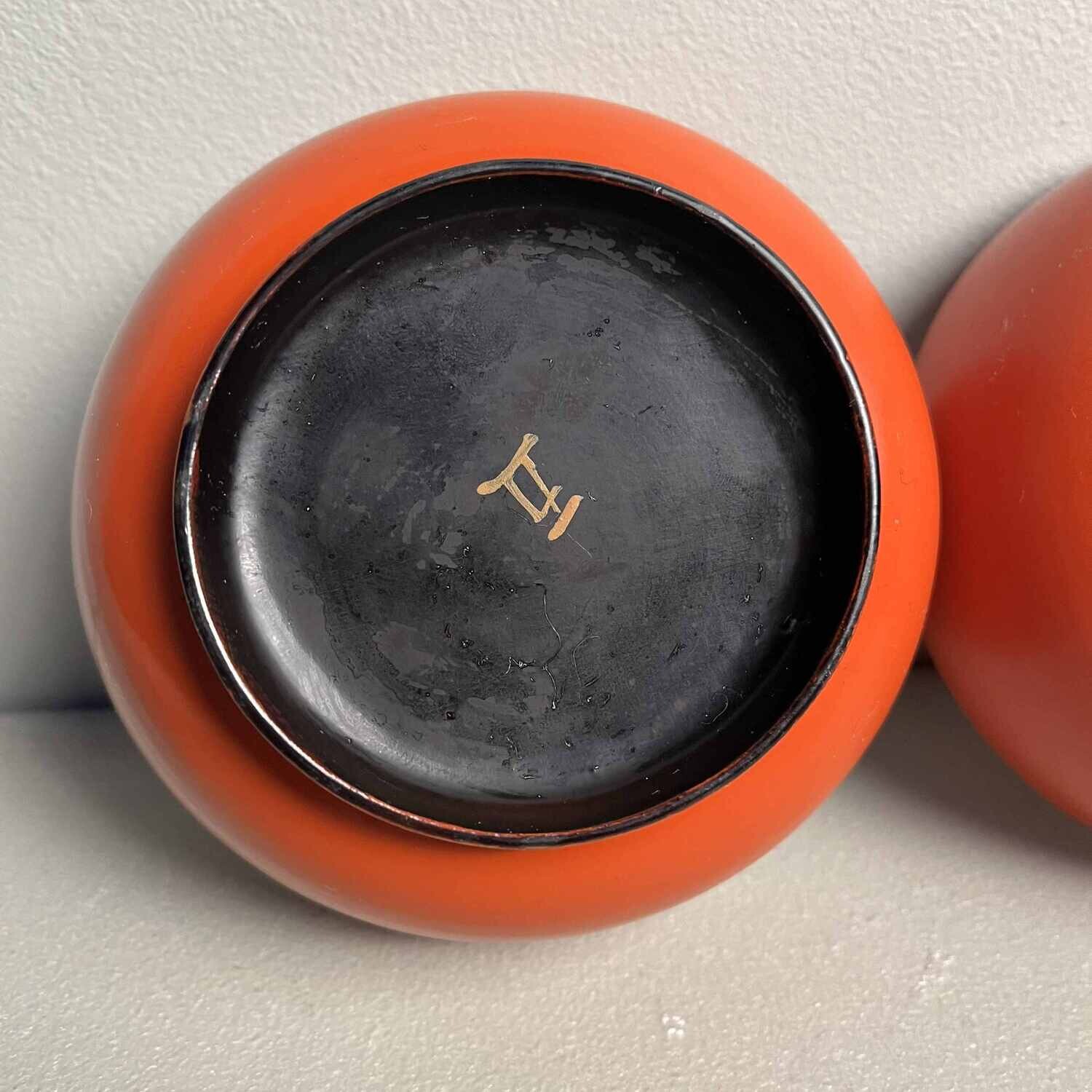 'Kraanvogel' Urushi Maki-e Set Rijstkommen Japan (1868-1912)