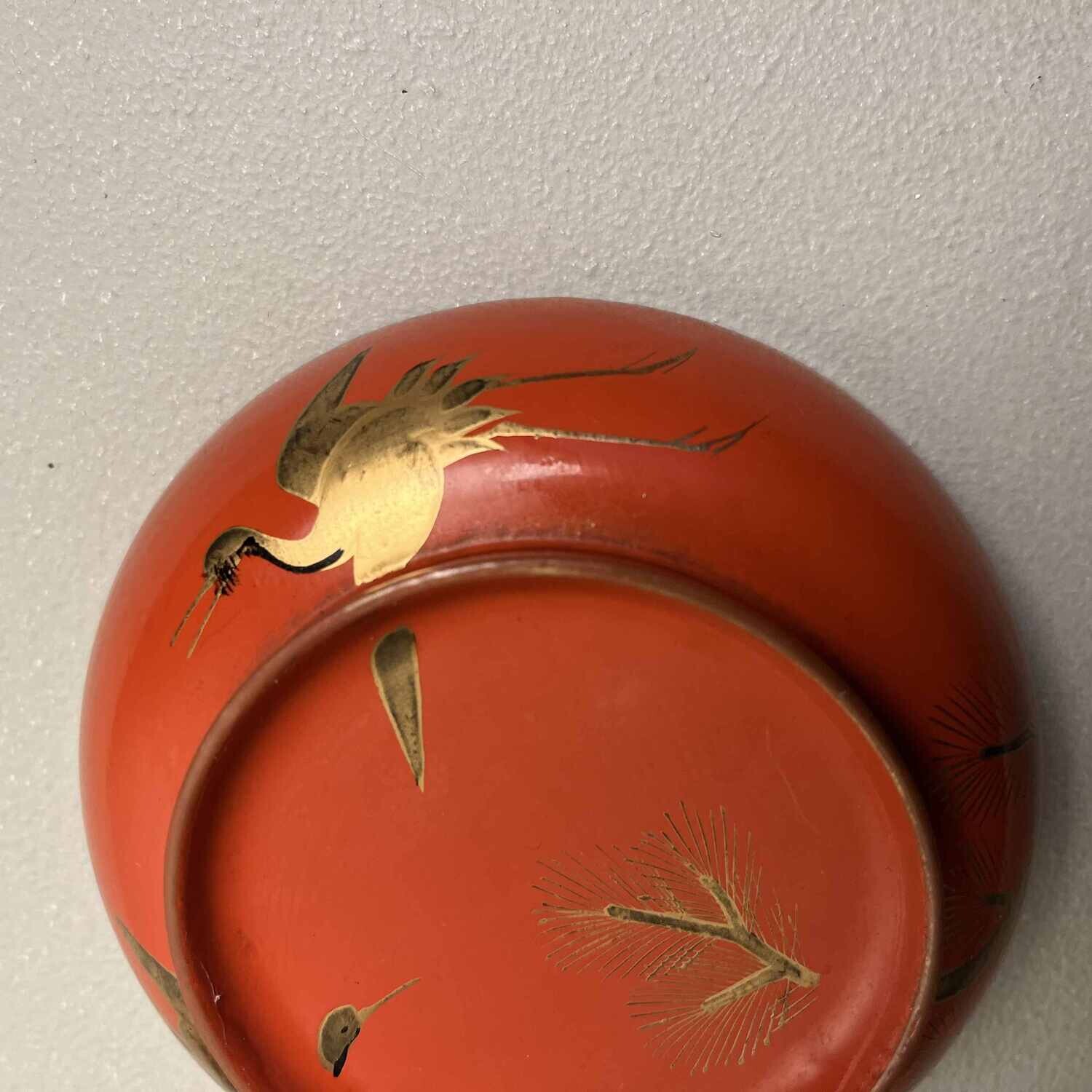 'Kraanvogel' Urushi Maki-e Set Rijstkommen Japan (1868-1912)