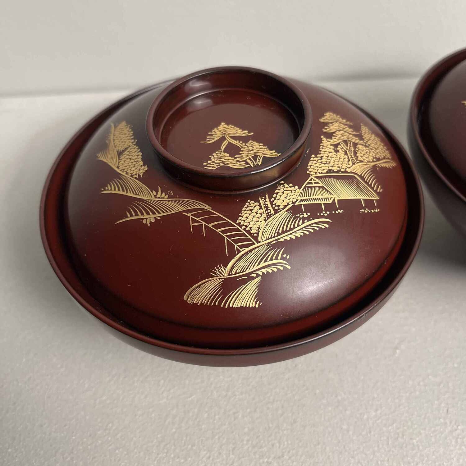 'Landscape' Set of 2 Rice Bowls Japan Shōwa 昭和時代