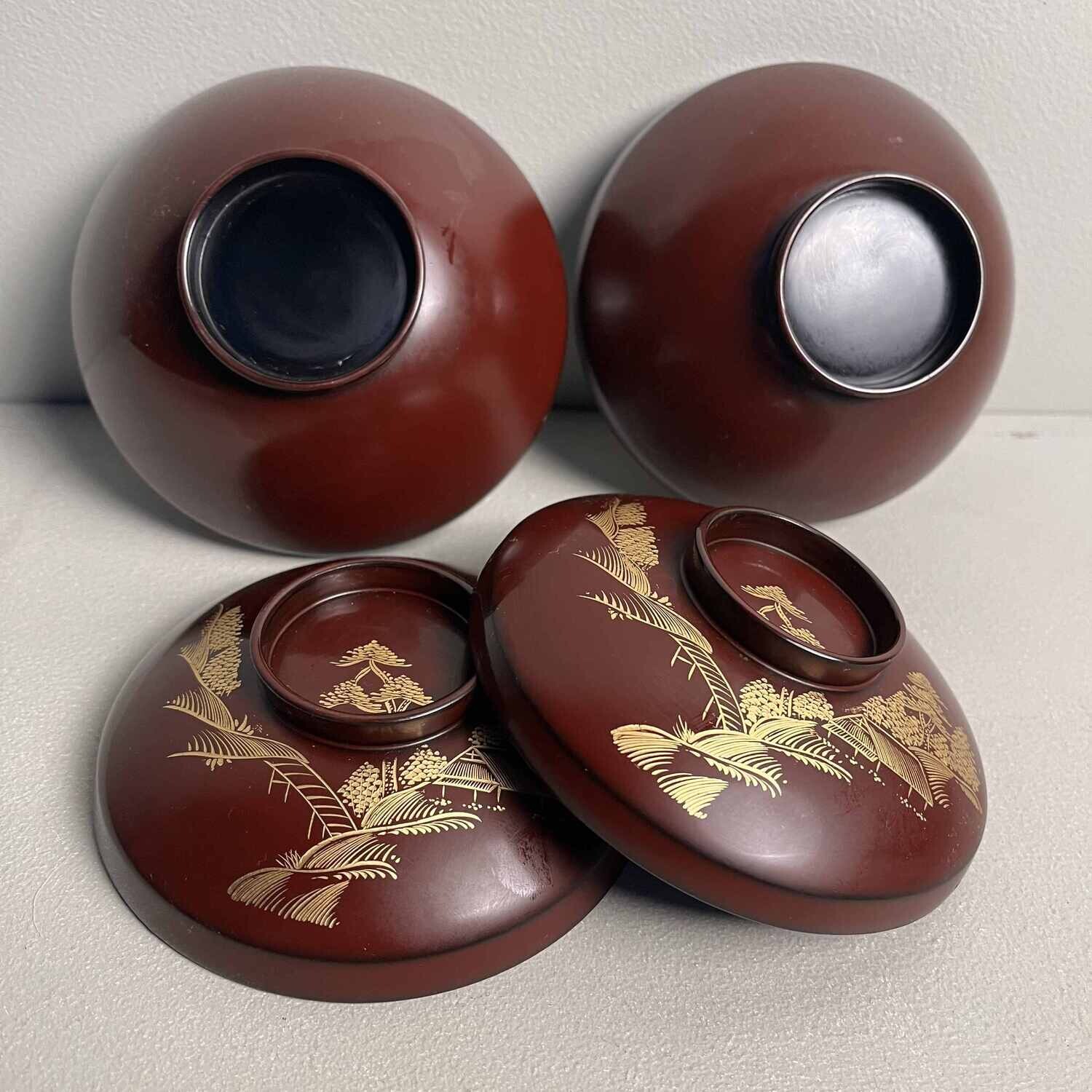 'Landscape' Set of 2 Rice Bowls Japan Shōwa 昭和時代