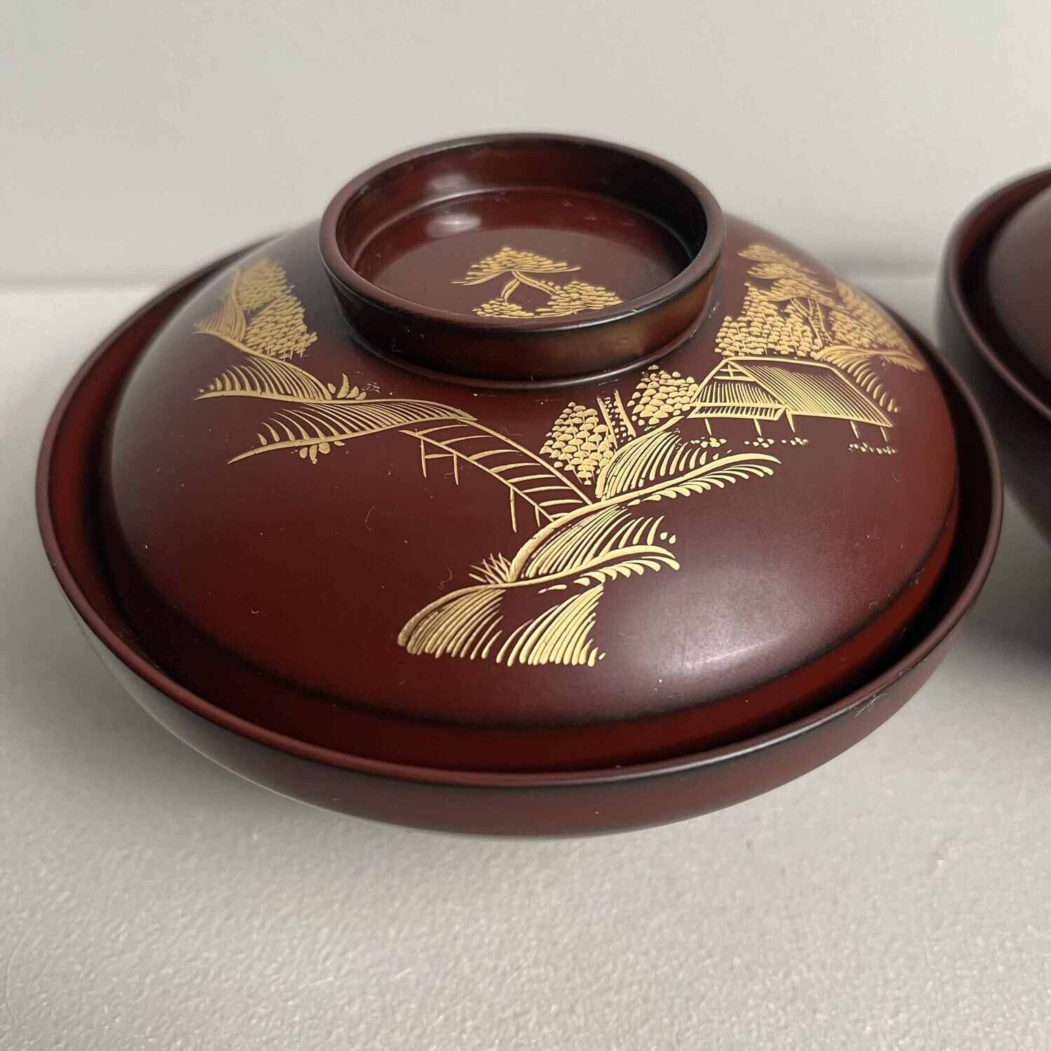 'Landscape' Set of 2 Rice Bowls Japan Shōwa 昭和時代