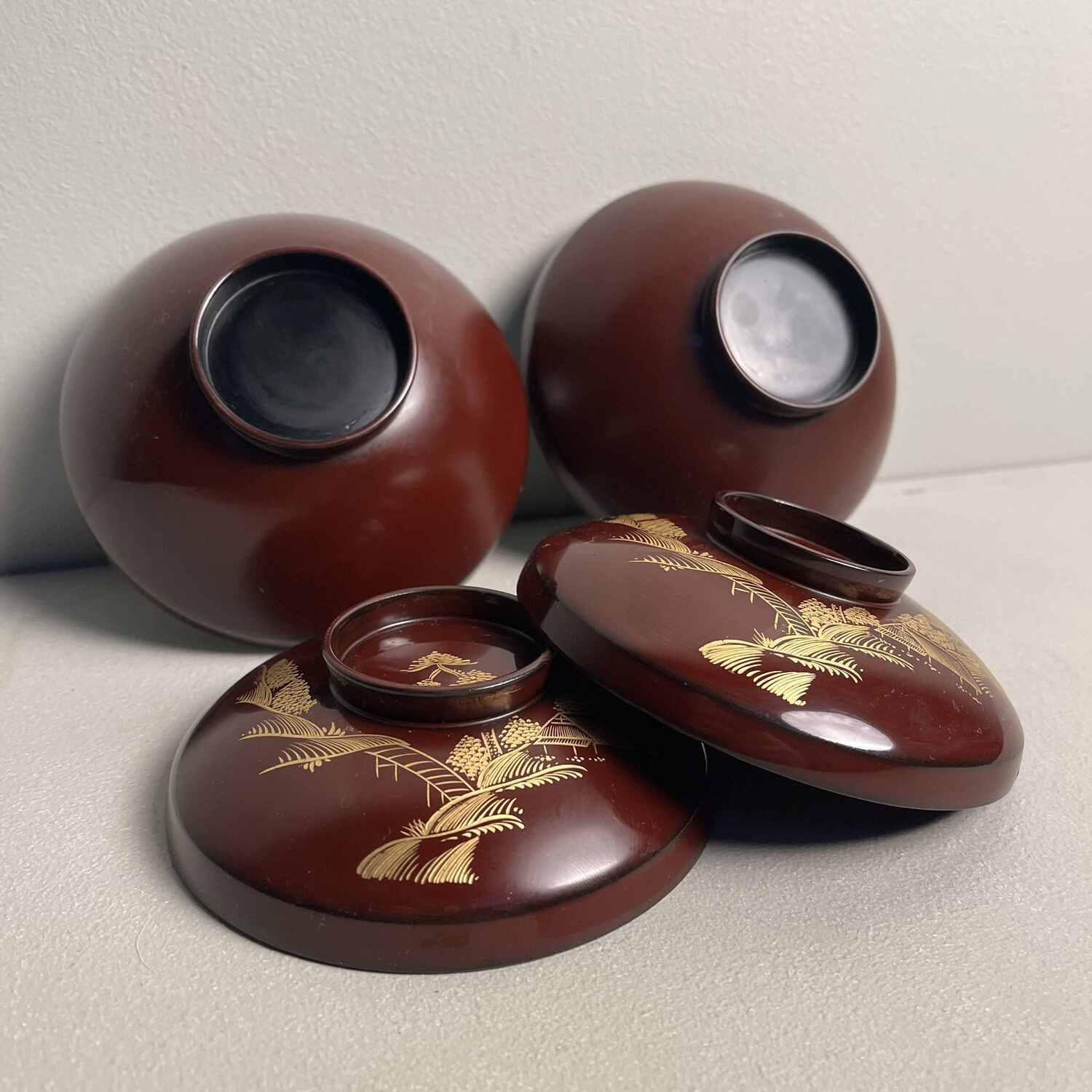 'Landscape' Set of 2 Rice Bowls Japan Shōwa 昭和時代